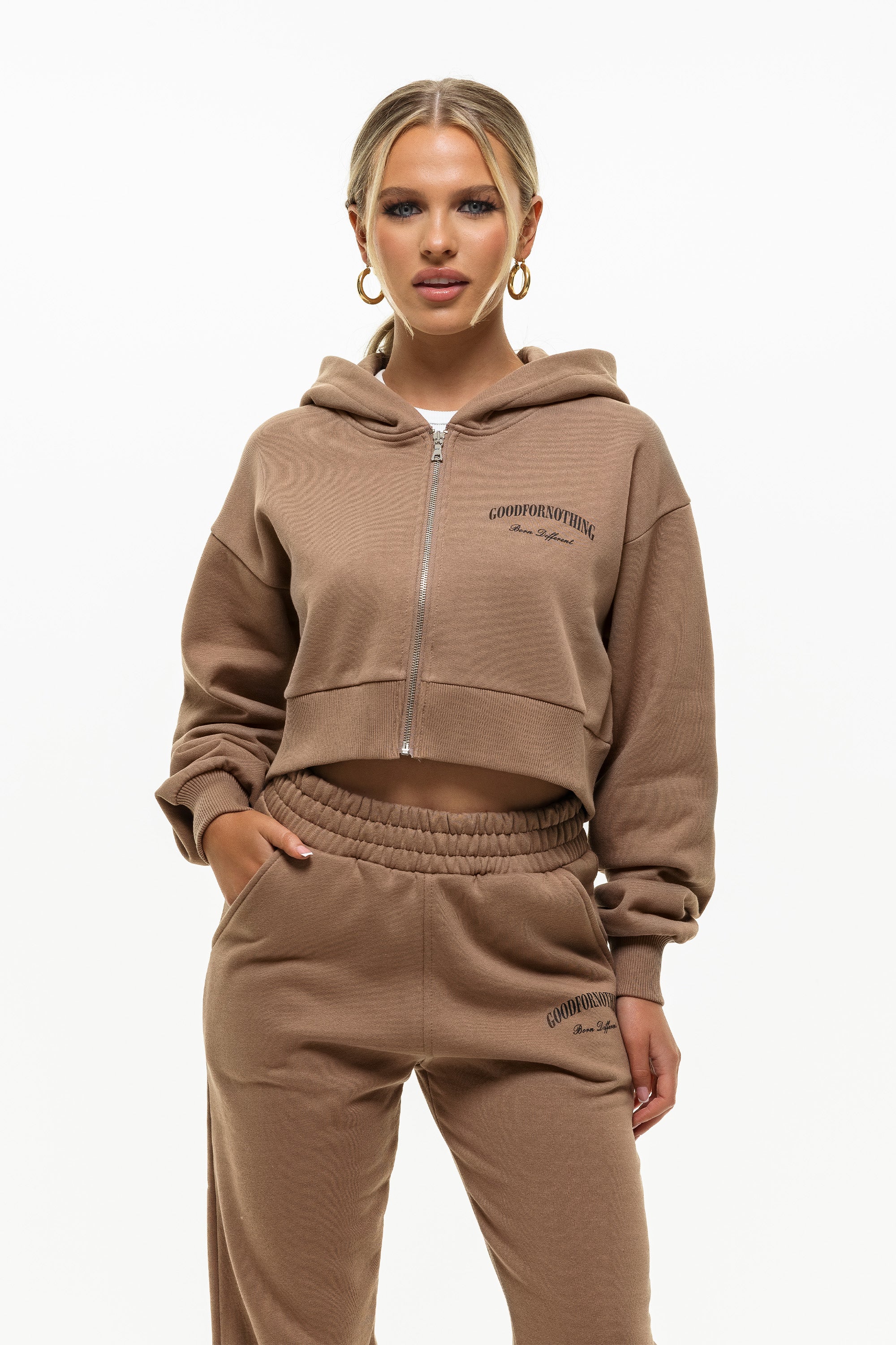 Tan zip clearance hoodie