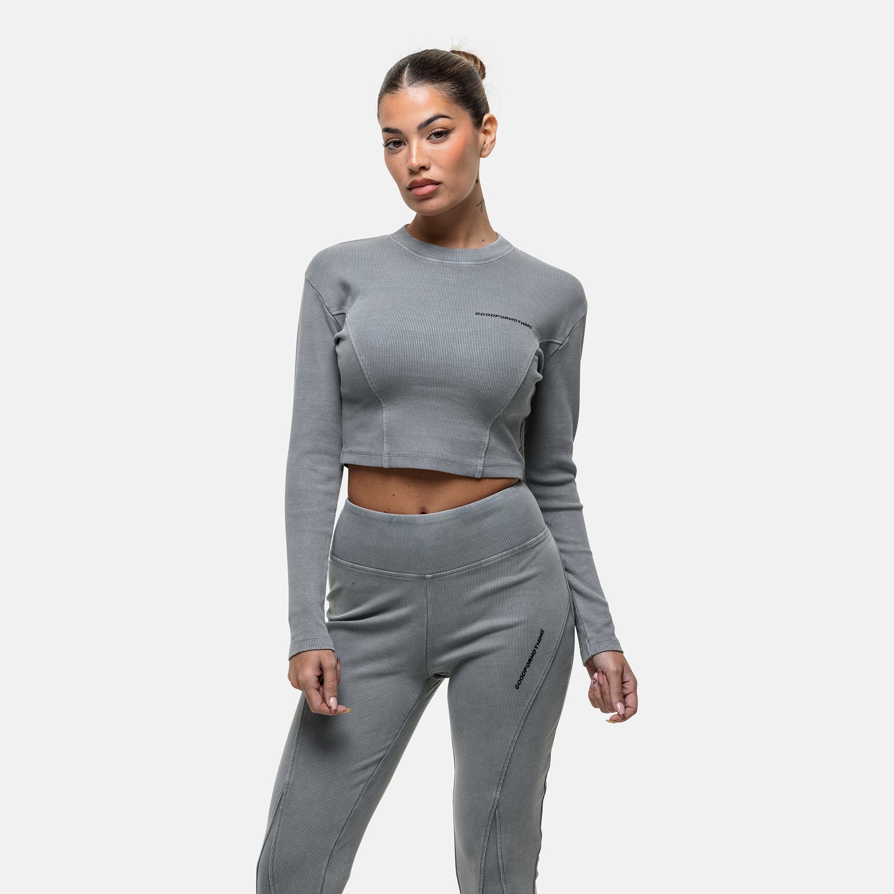 Seam Washed Grey Long Sleeve top