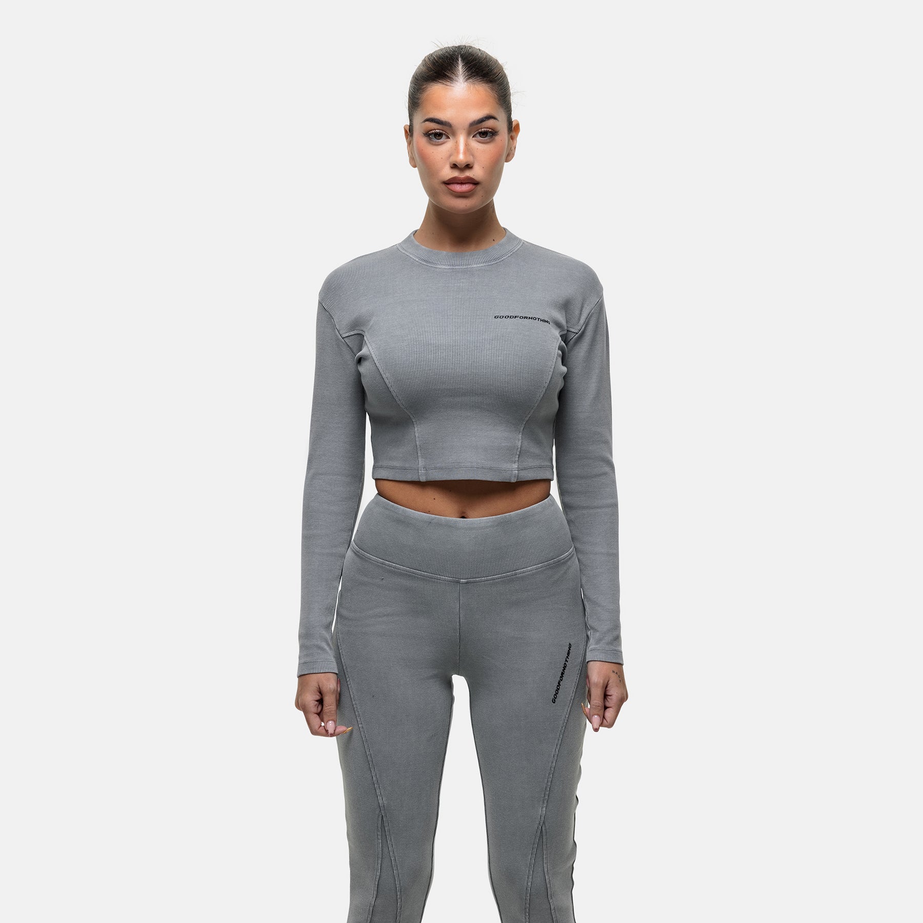 Seam Washed Grey Long Sleeve top