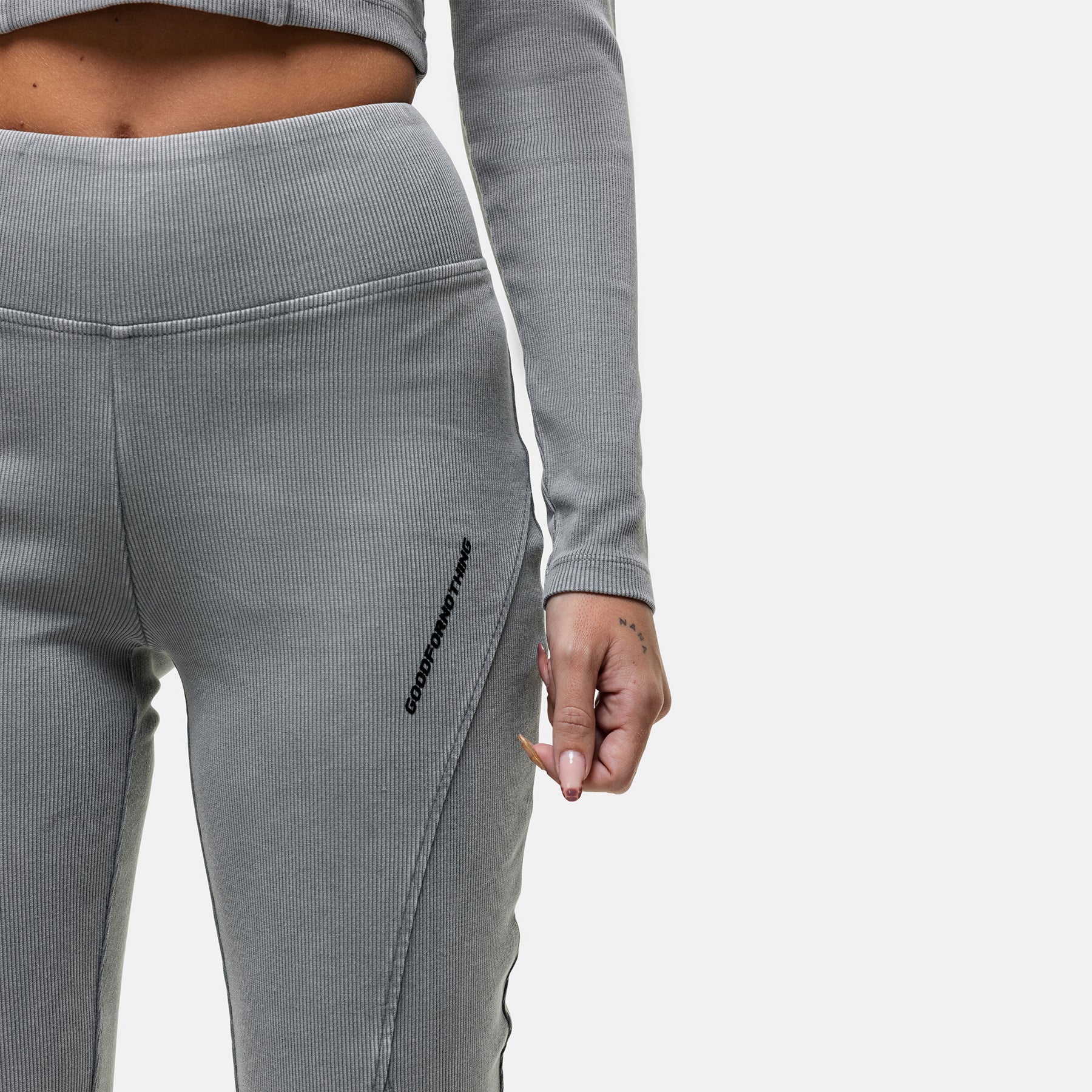 Seam Washed Grey Flared Leggings