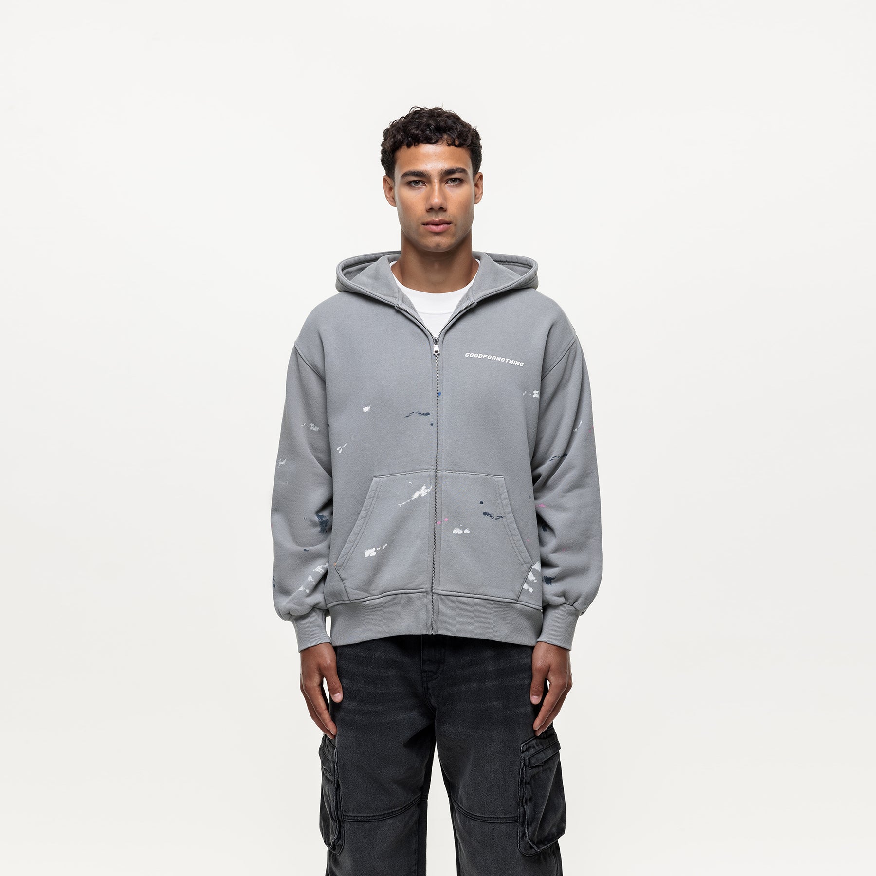 Abstract Washed Grey Paint Hoodie (Final Sale)