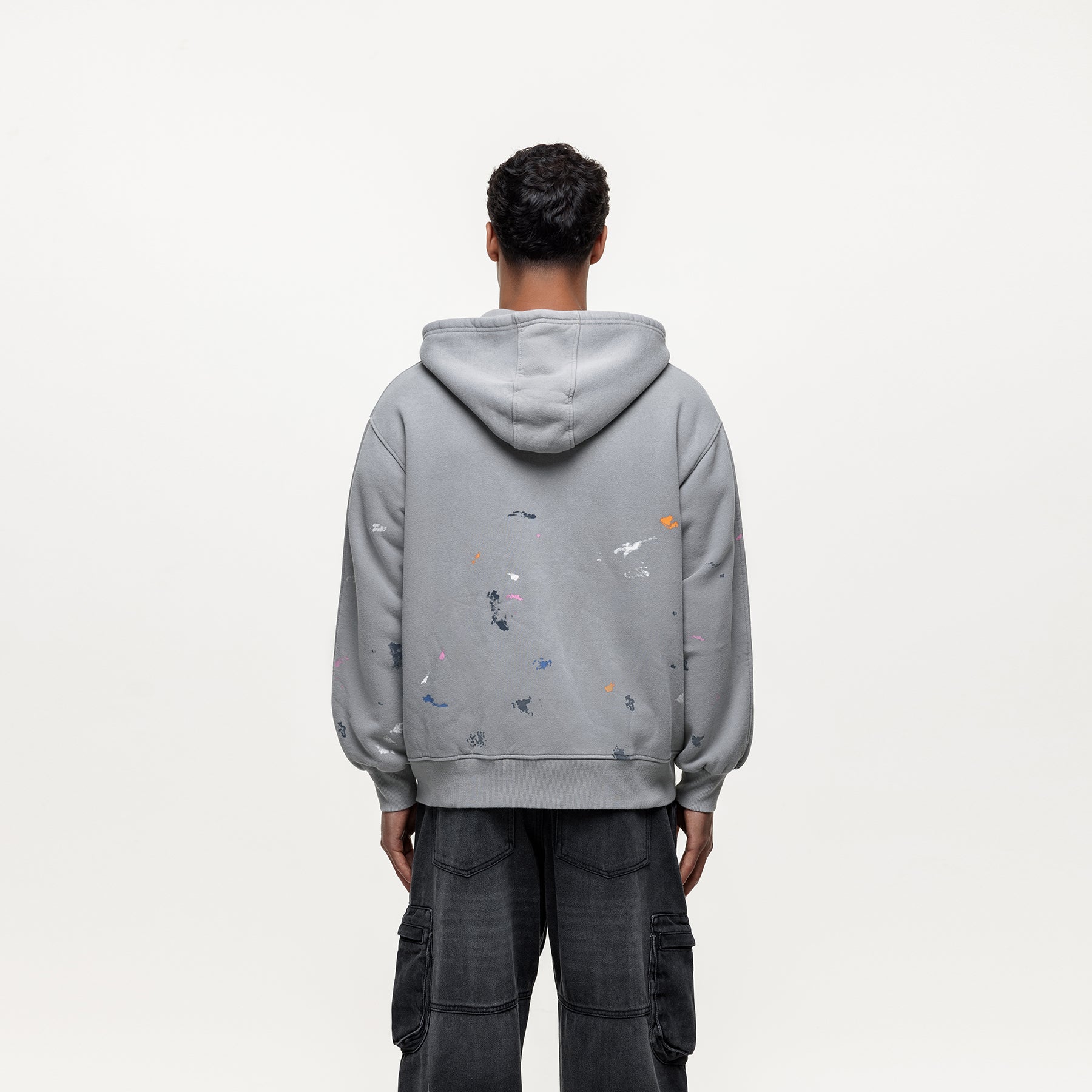 Abstract Washed Grey Paint Hoodie (Final Sale)