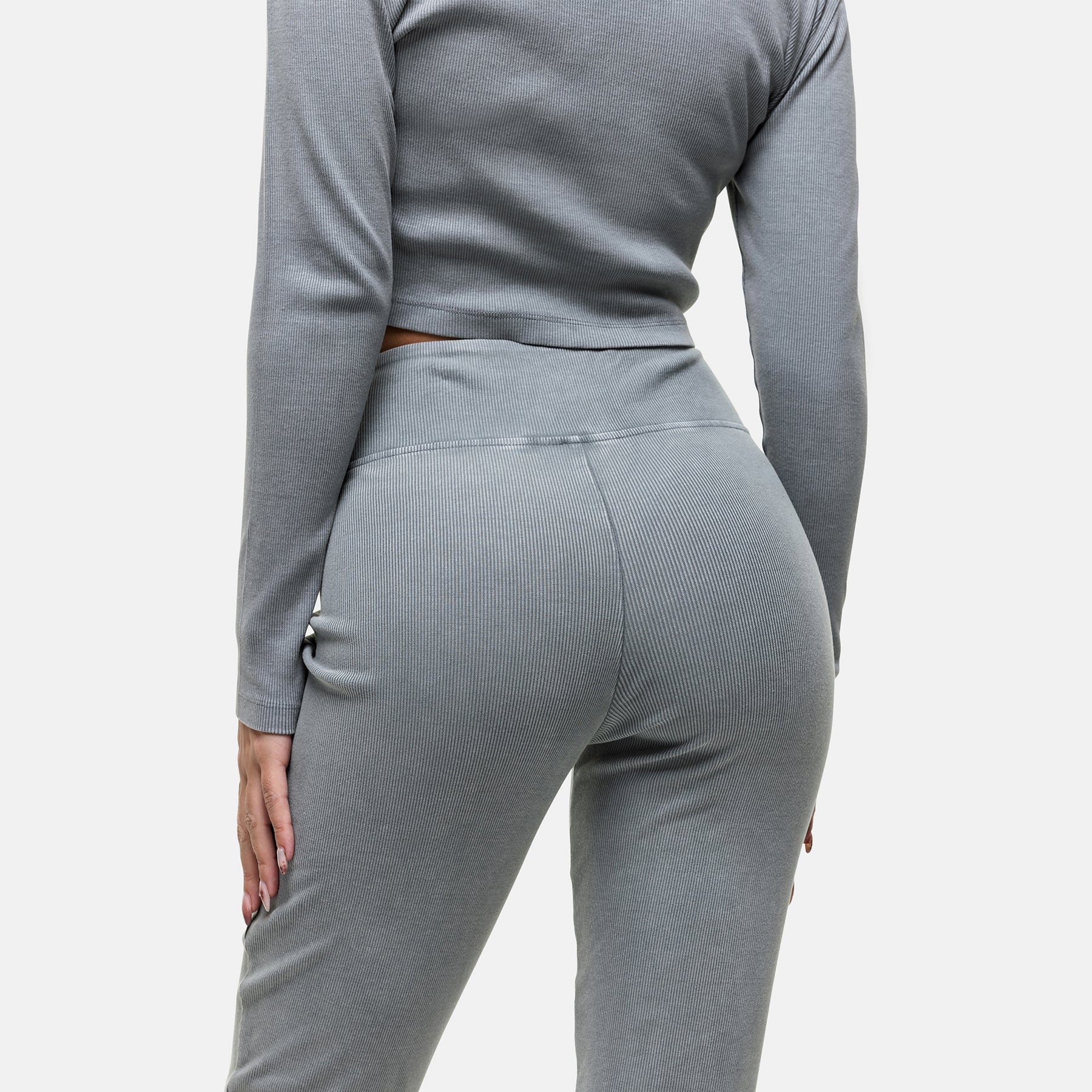 Seam Washed Grey Flared Leggings