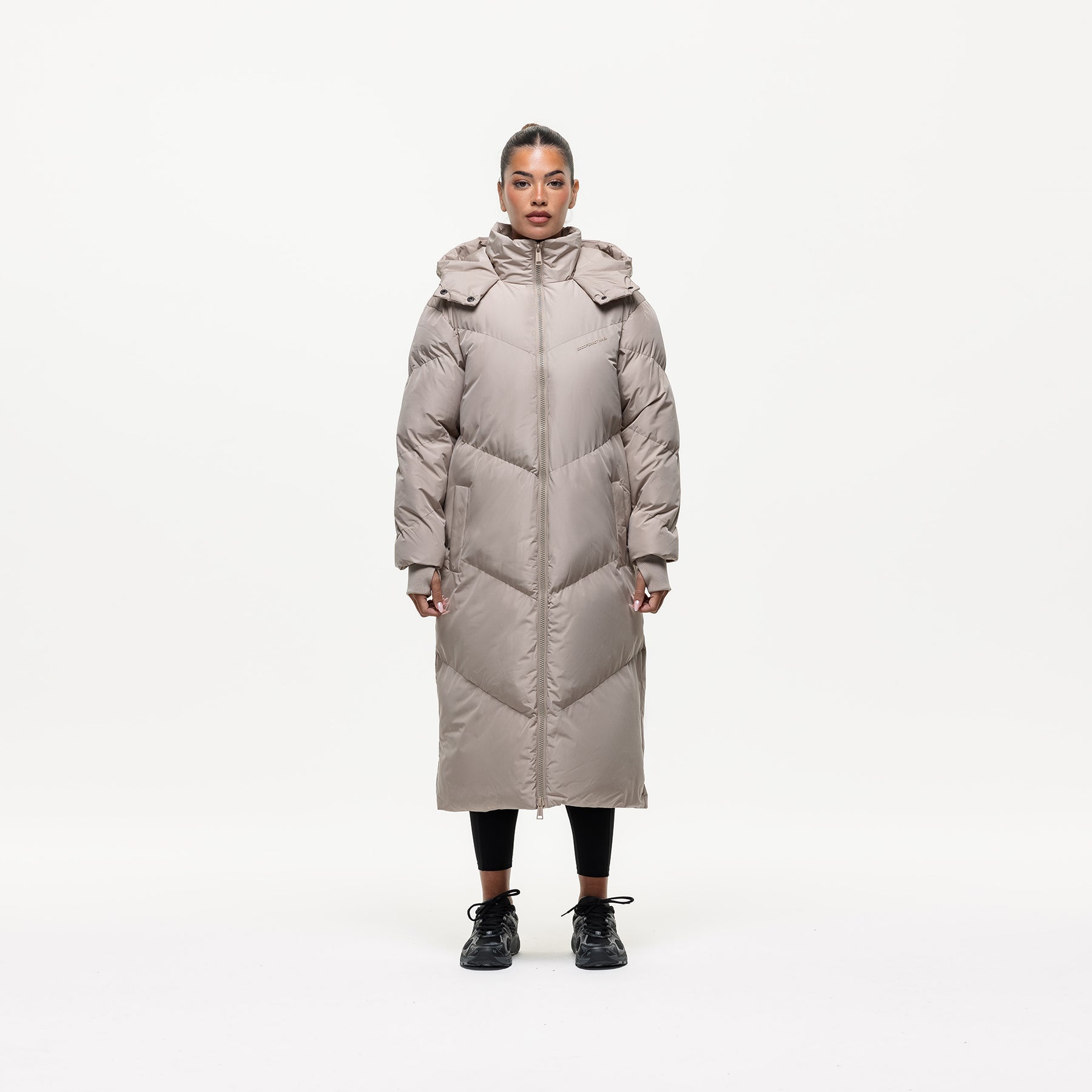 Chevron Stone Maxi Puffer Jacket