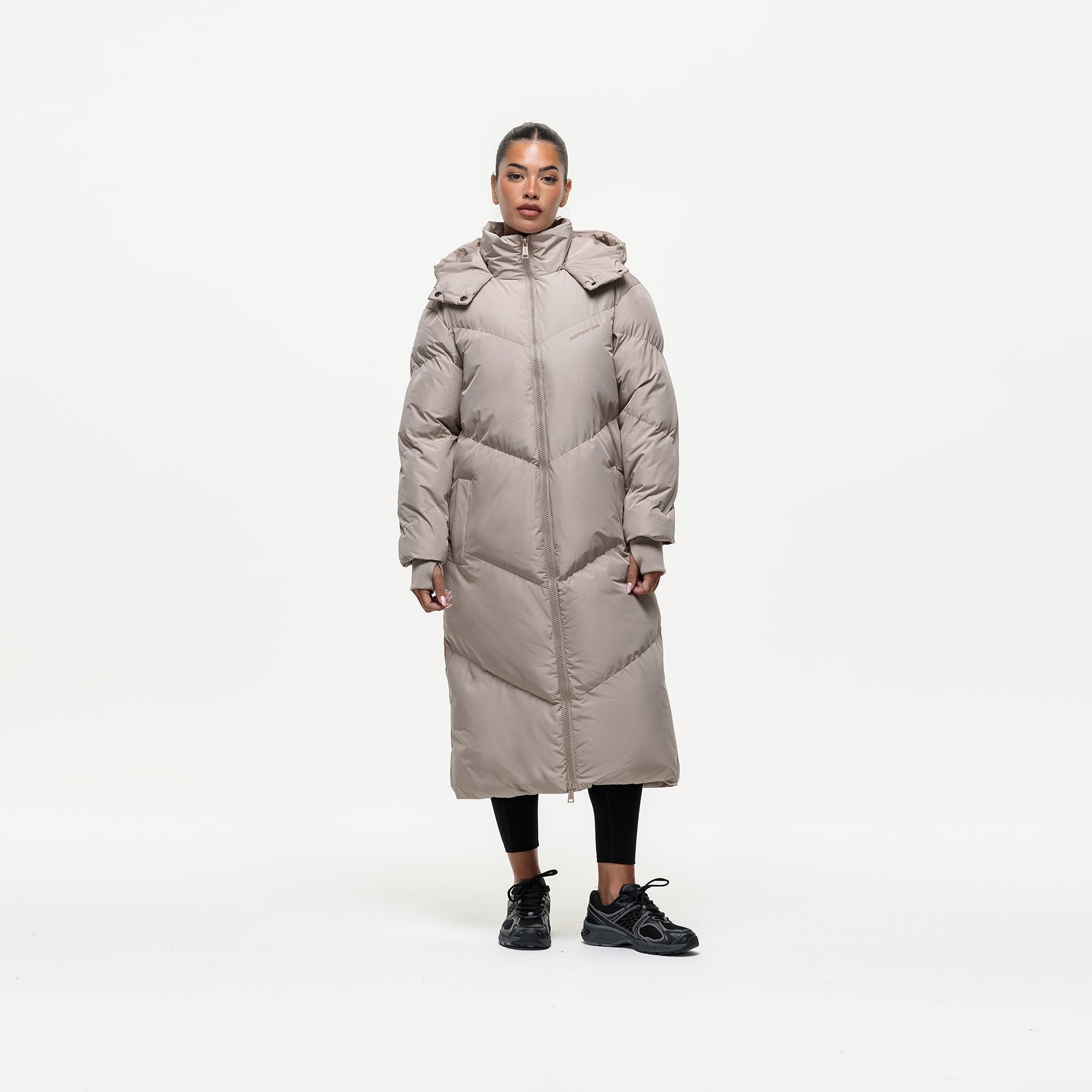 Chevron Stone Maxi Puffer Jacket