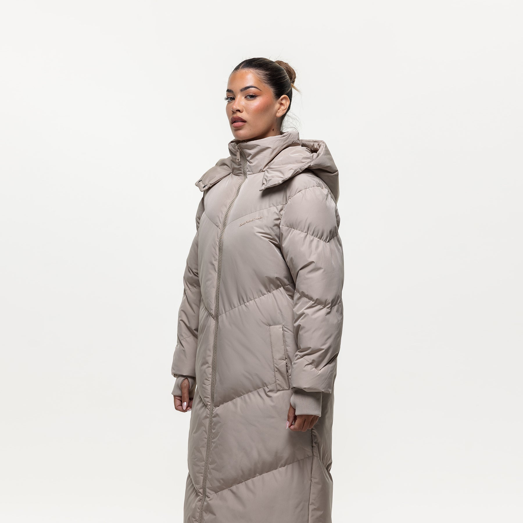 Chevron Stone Maxi Puffer Jacket