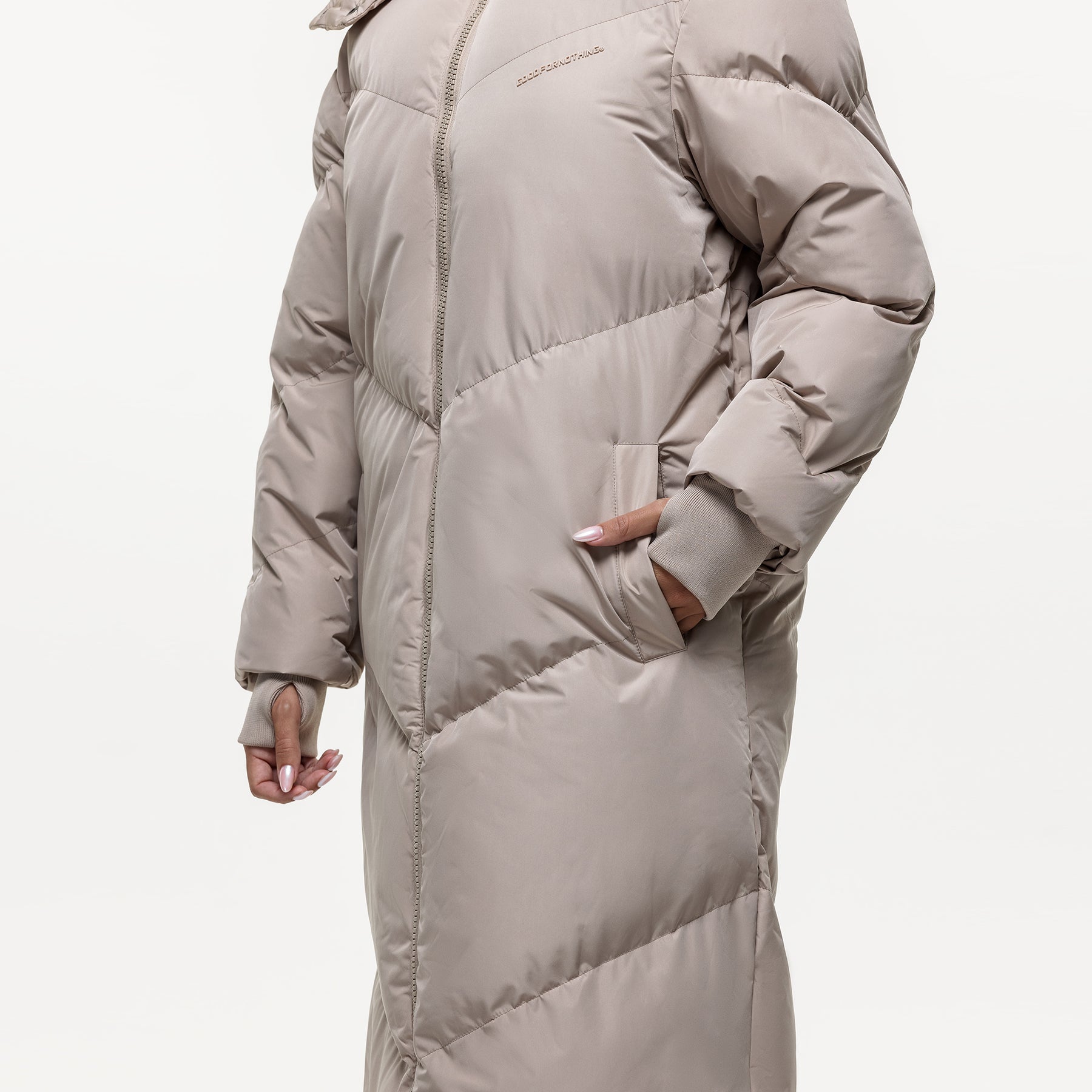 Chevron Stone Maxi Puffer Jacket