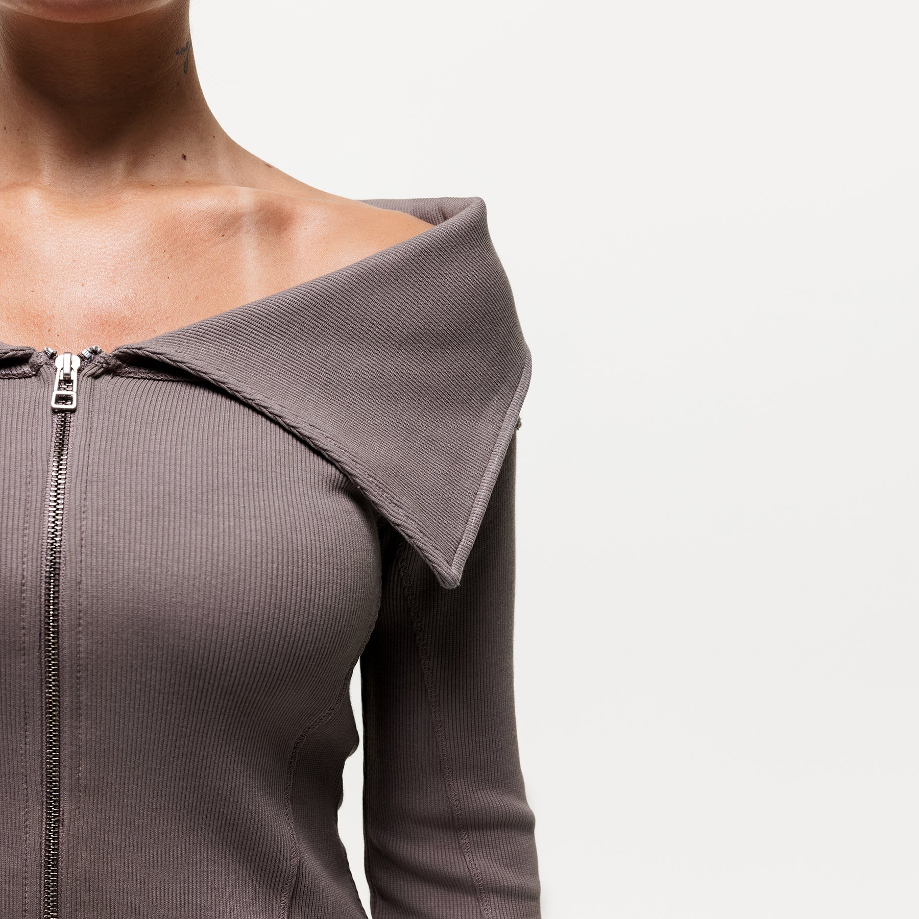 Ridge Taupe Off The Shoulder Long Sleeve (Final Sale)