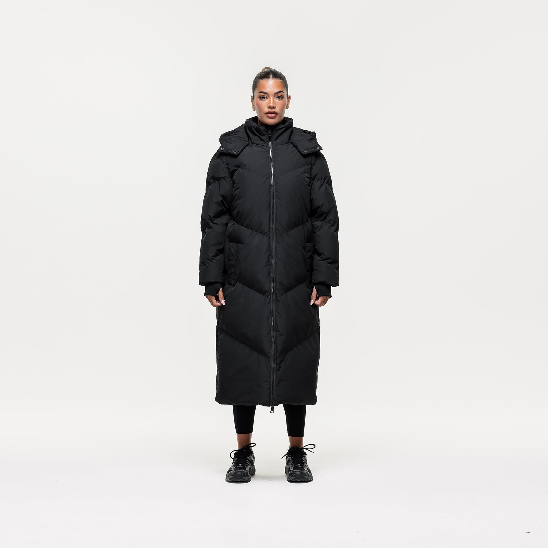 Chevron Black Maxi Puffer Jacket