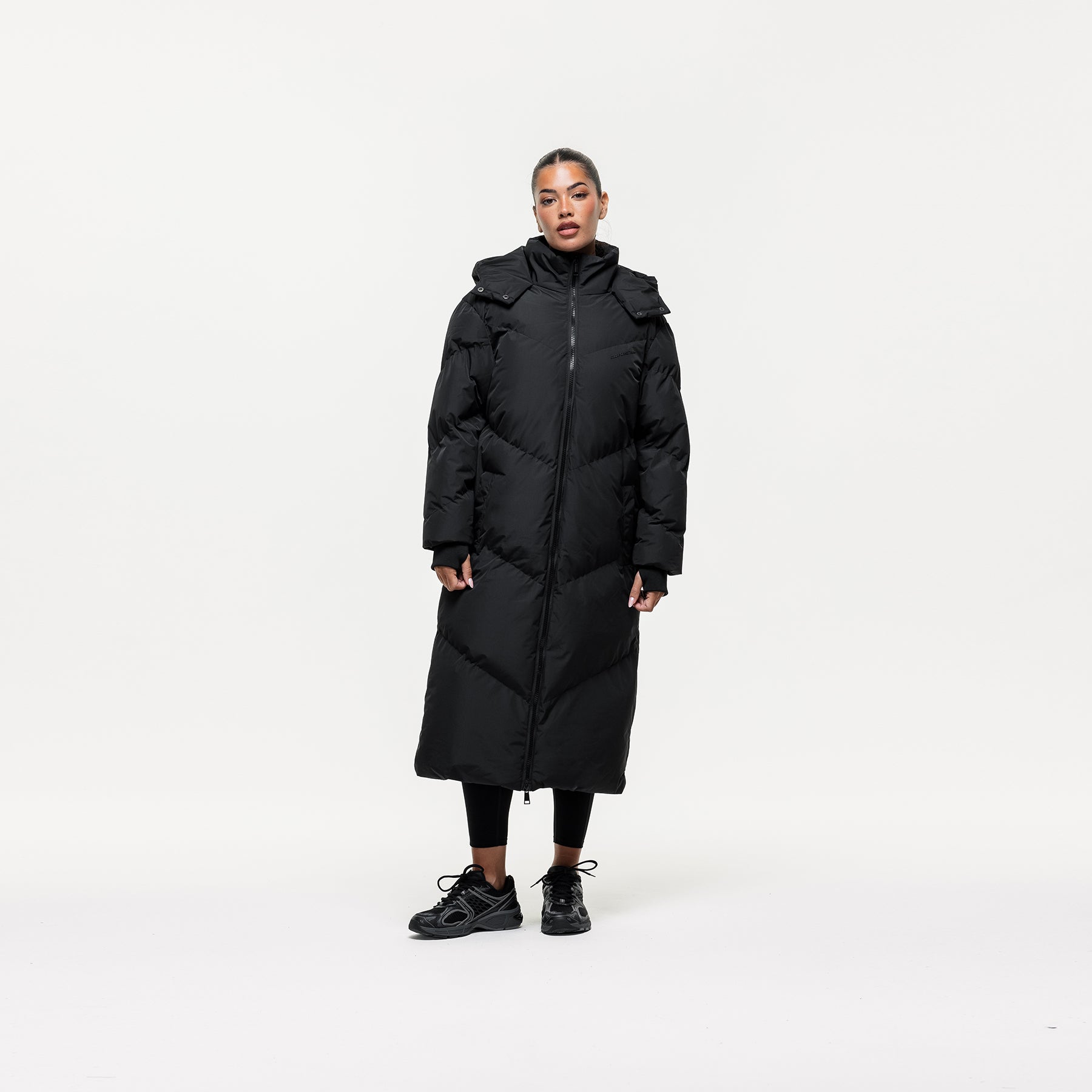 Chevron Black Maxi Puffer Jacket