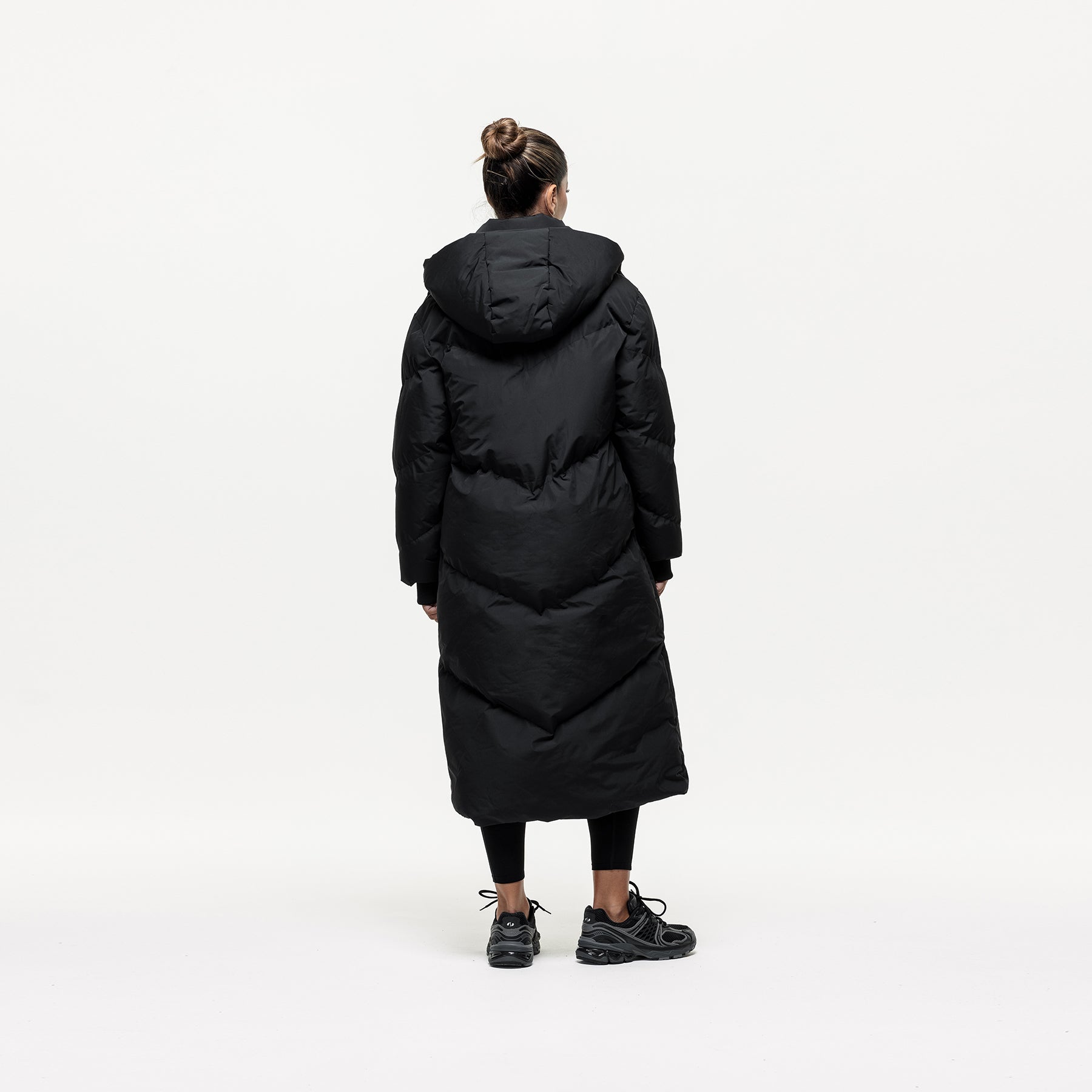 Chevron Black Maxi Puffer Jacket