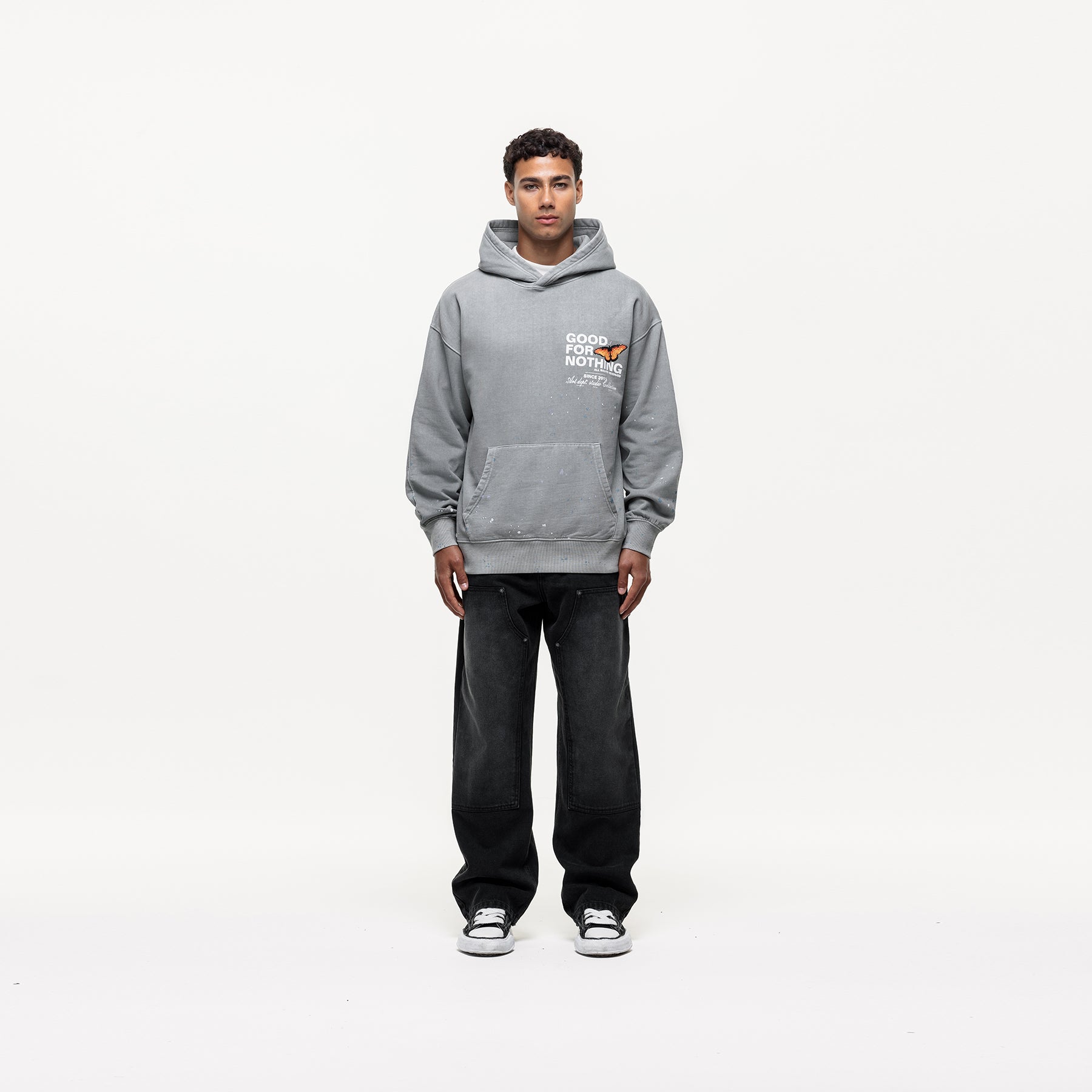 Studio Butterfly Washed Grey Hoodie