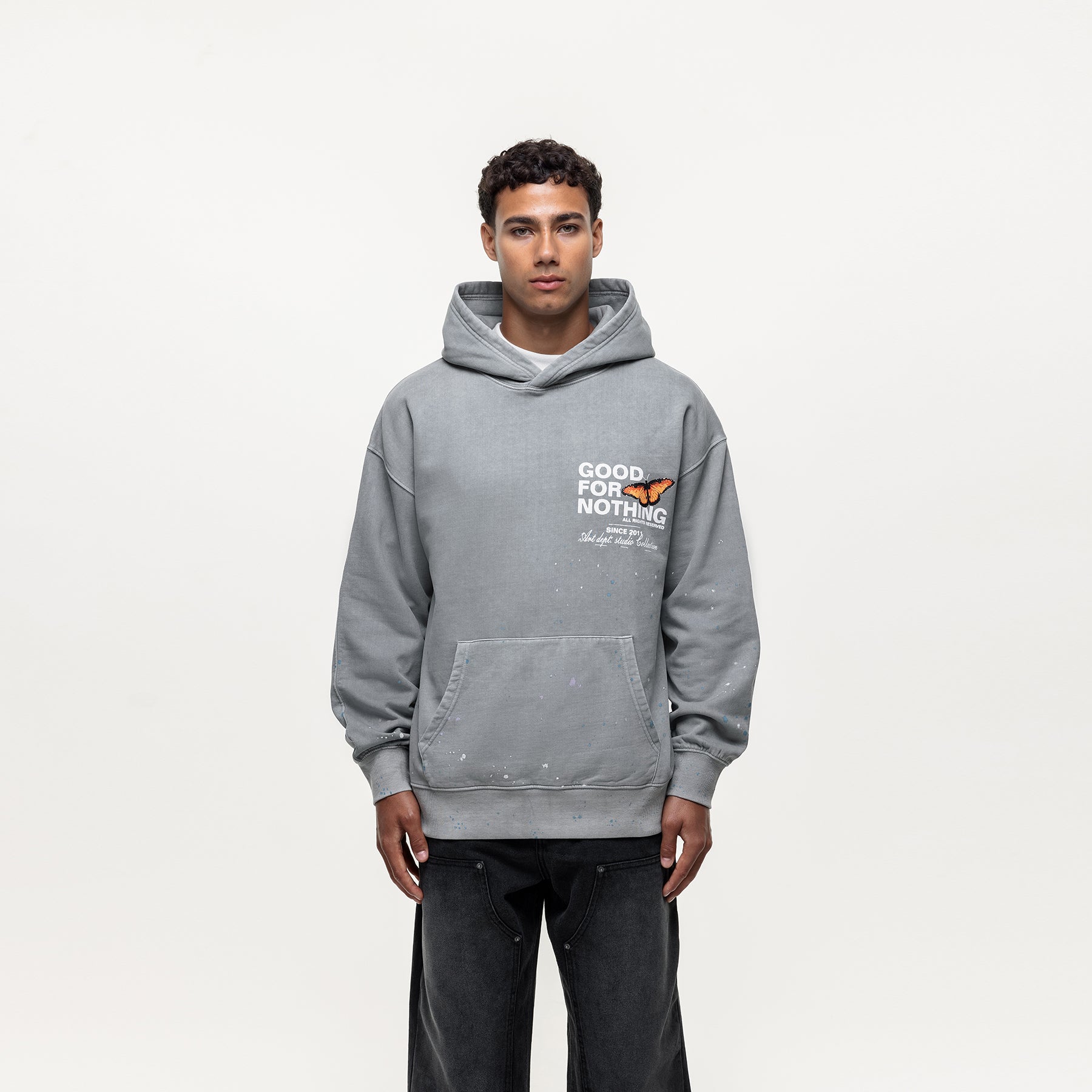 Studio Butterfly Washed Grey Hoodie