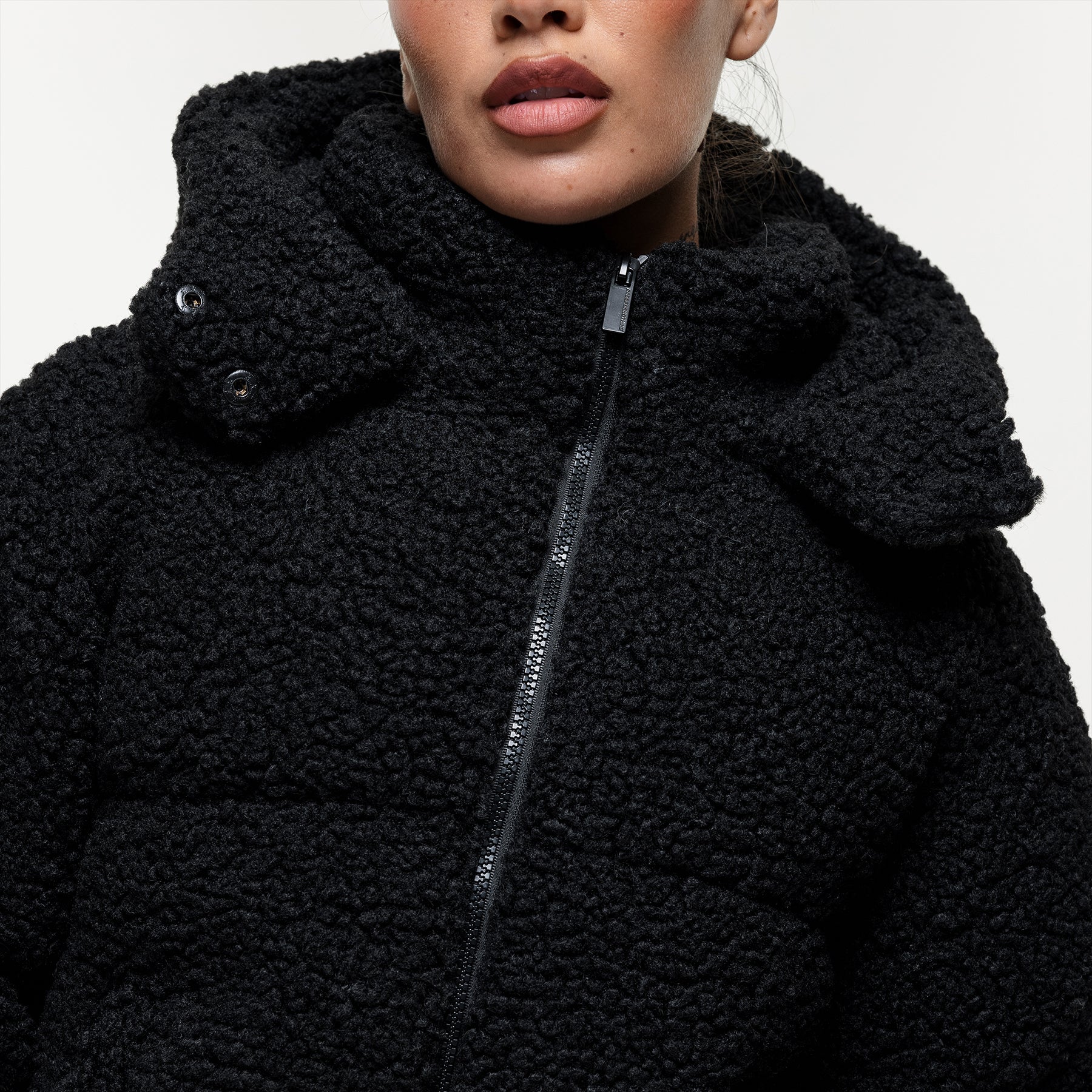 Luxe Sherpa Black Puffer Coat