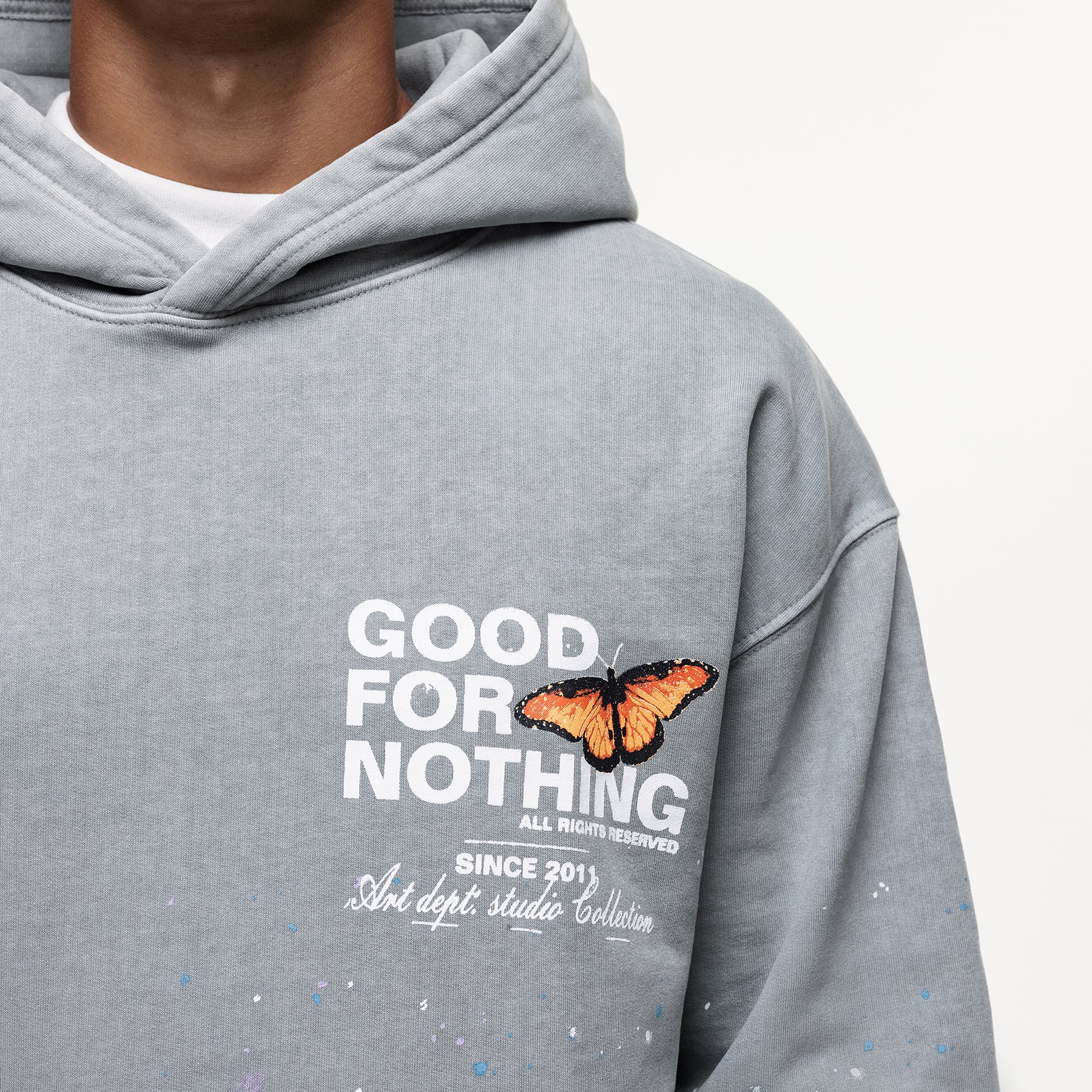 Studio Butterfly Washed Grey Hoodie