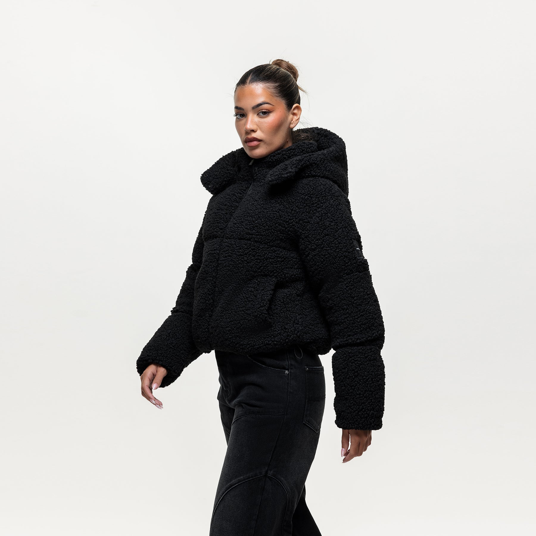 Luxe Sherpa Black Puffer Coat