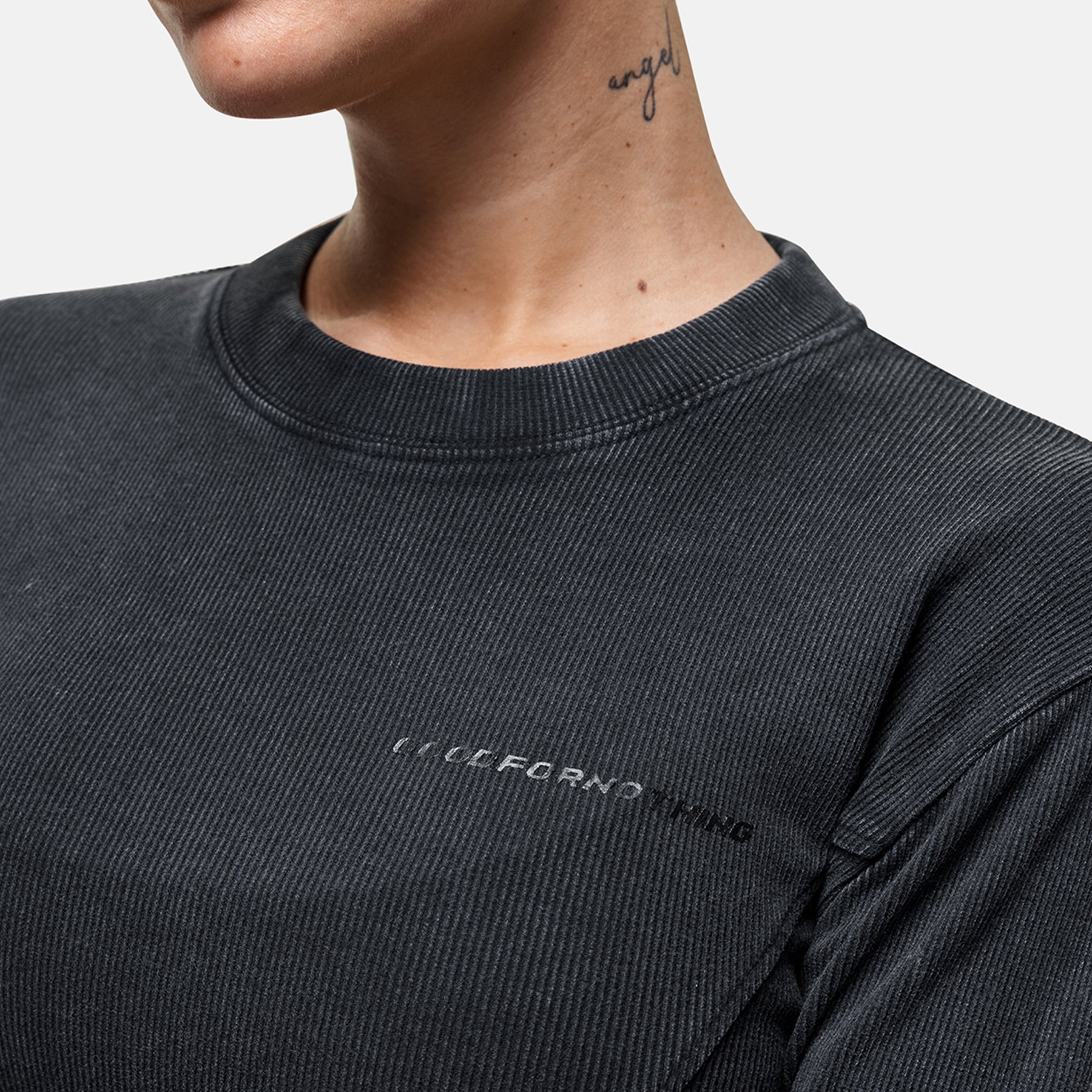 Seam Washed Black Long Sleeve Top