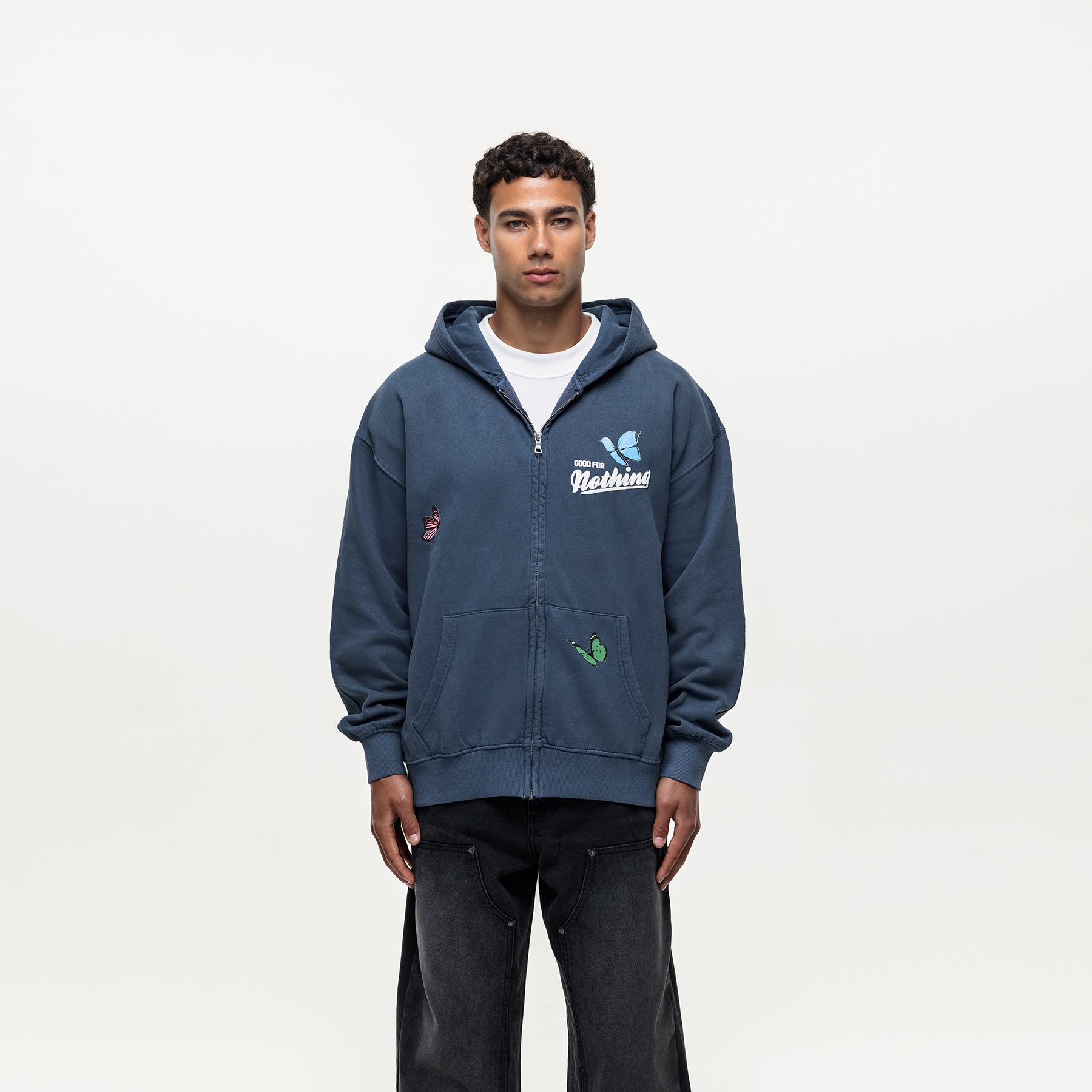 Flight Washed Navy Zip Hoodie