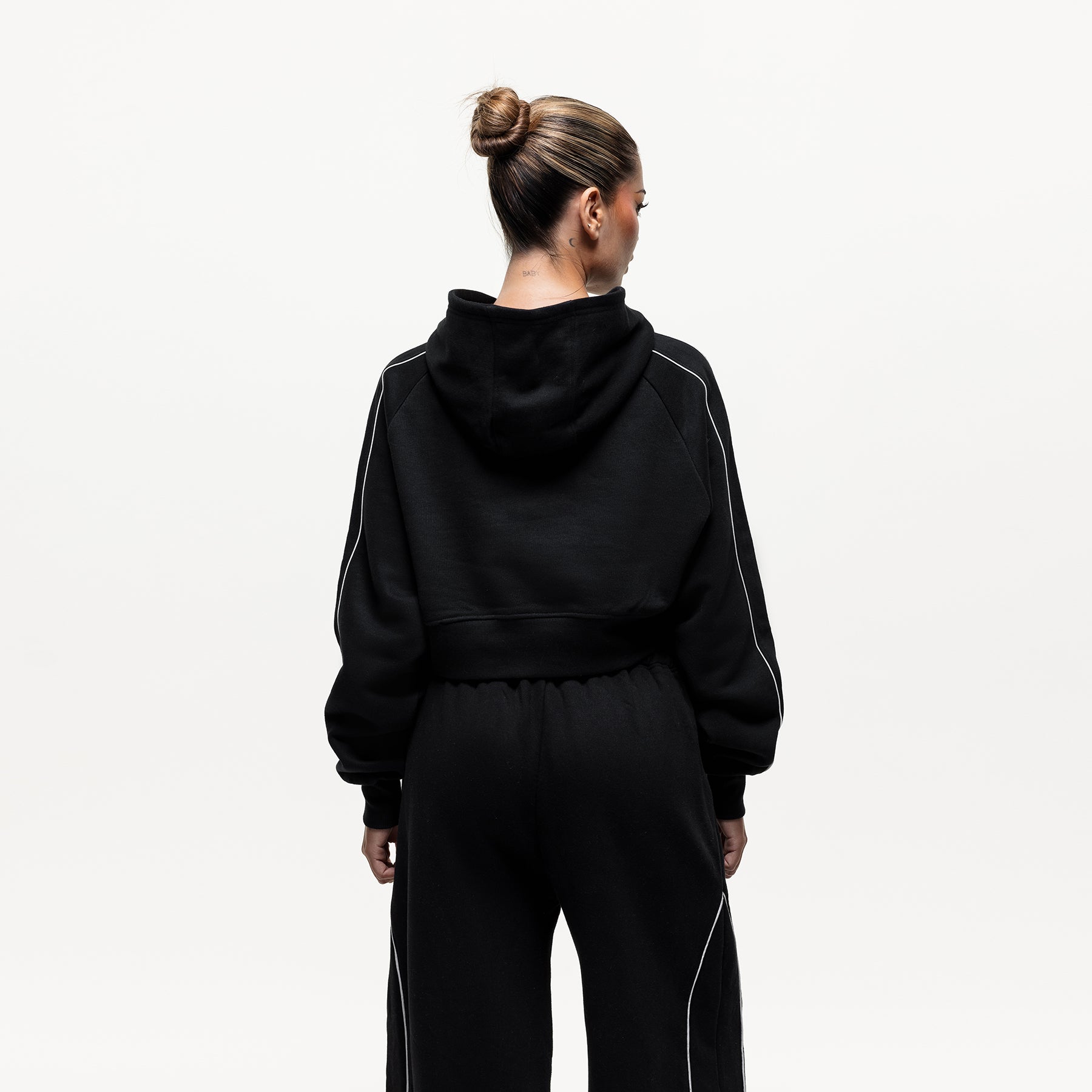 Outline Black Cropped Hoodie (Final Sale)