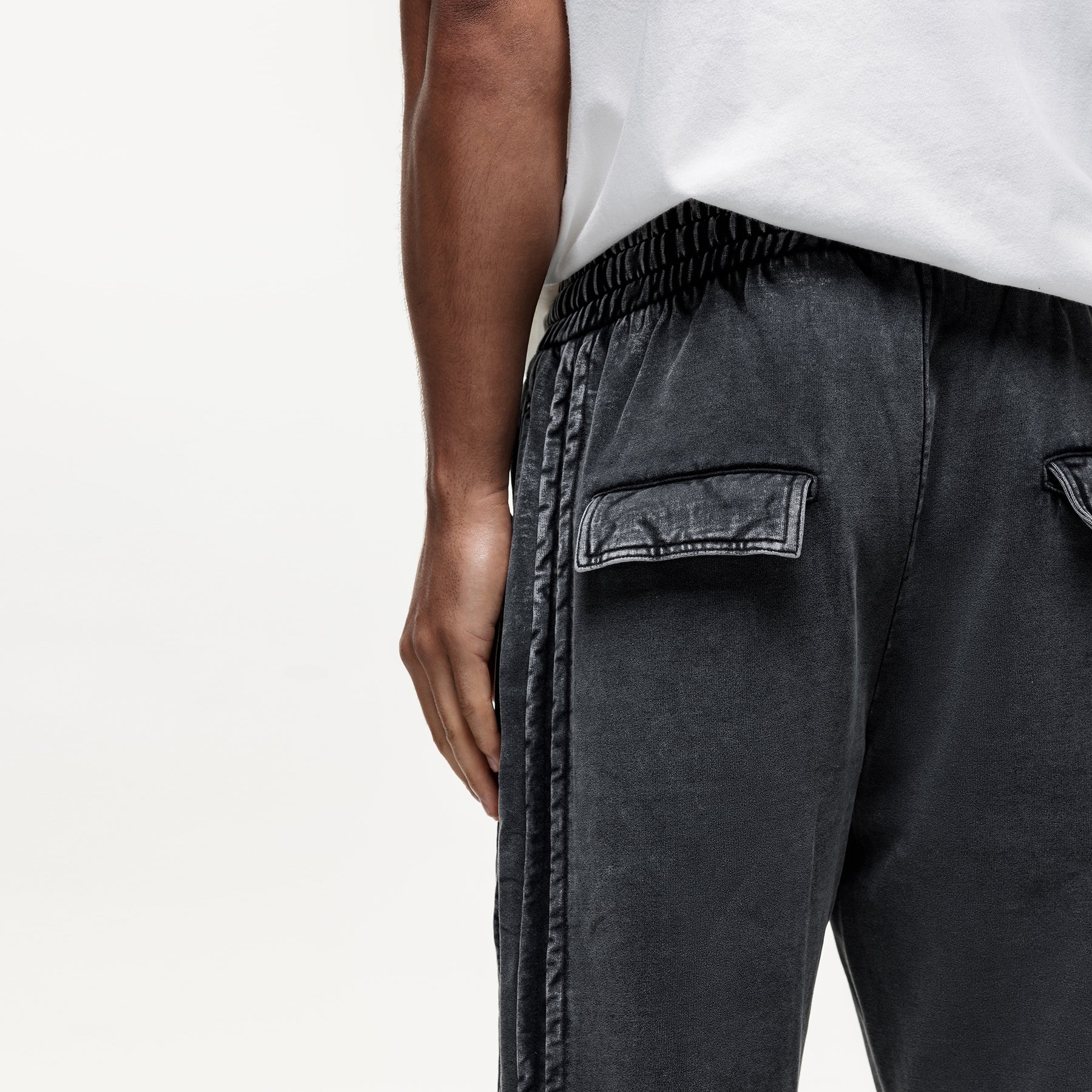 Partial Split Hem Washed Grey Sweatpants