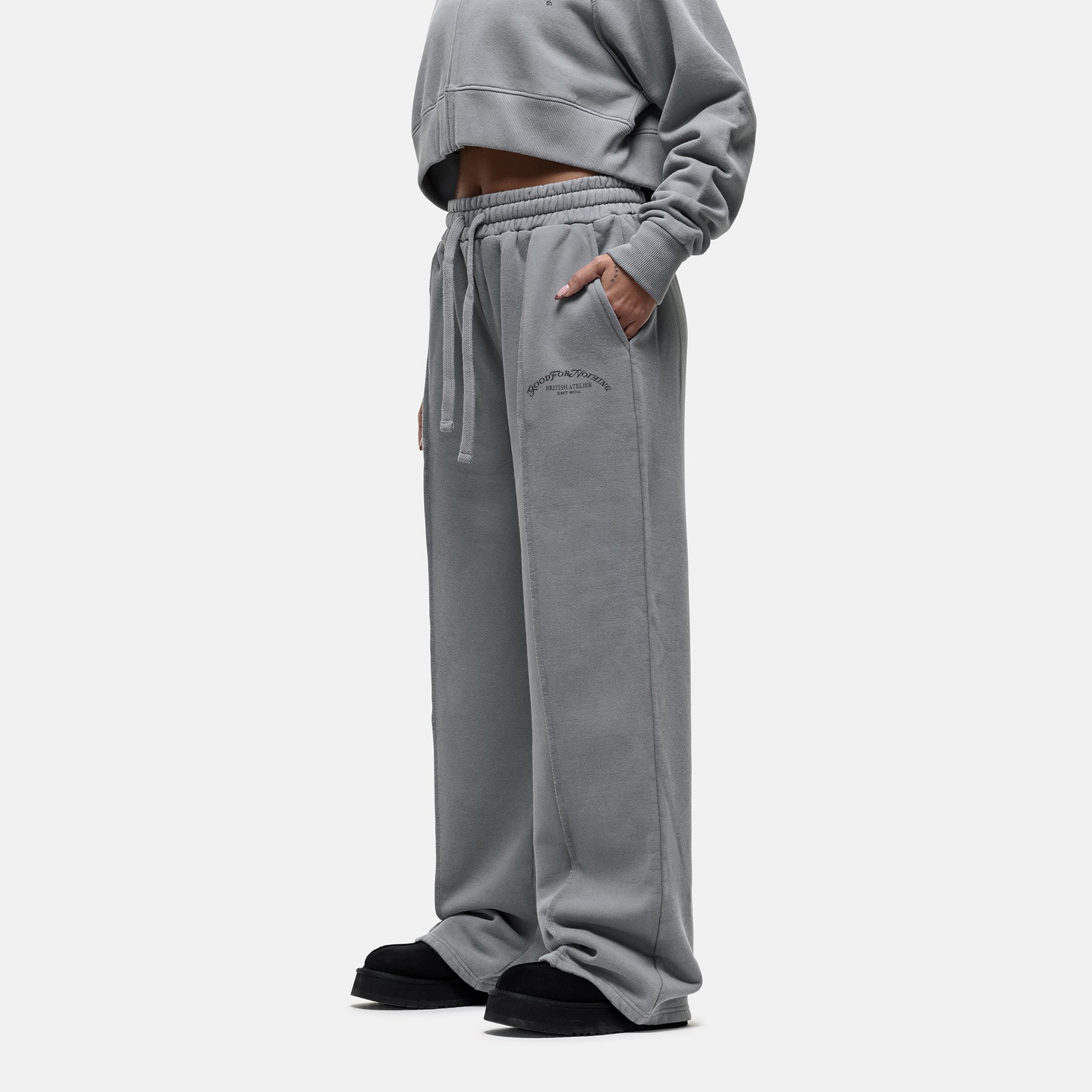 Raw Seam Washed Grey Sweatpants