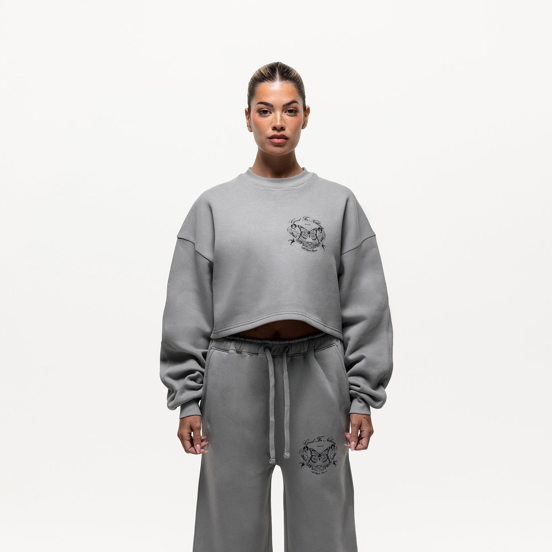 Renaissance Cropped Grey Sweatshirt