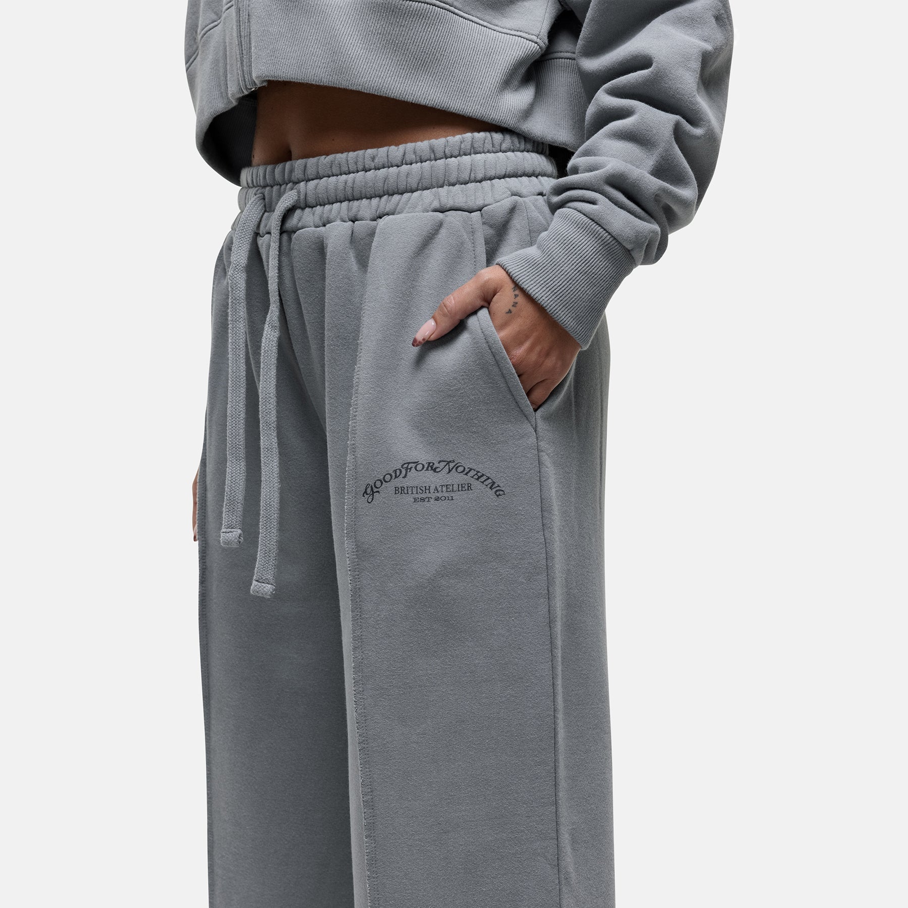 Raw Seam Washed Grey Sweatpants