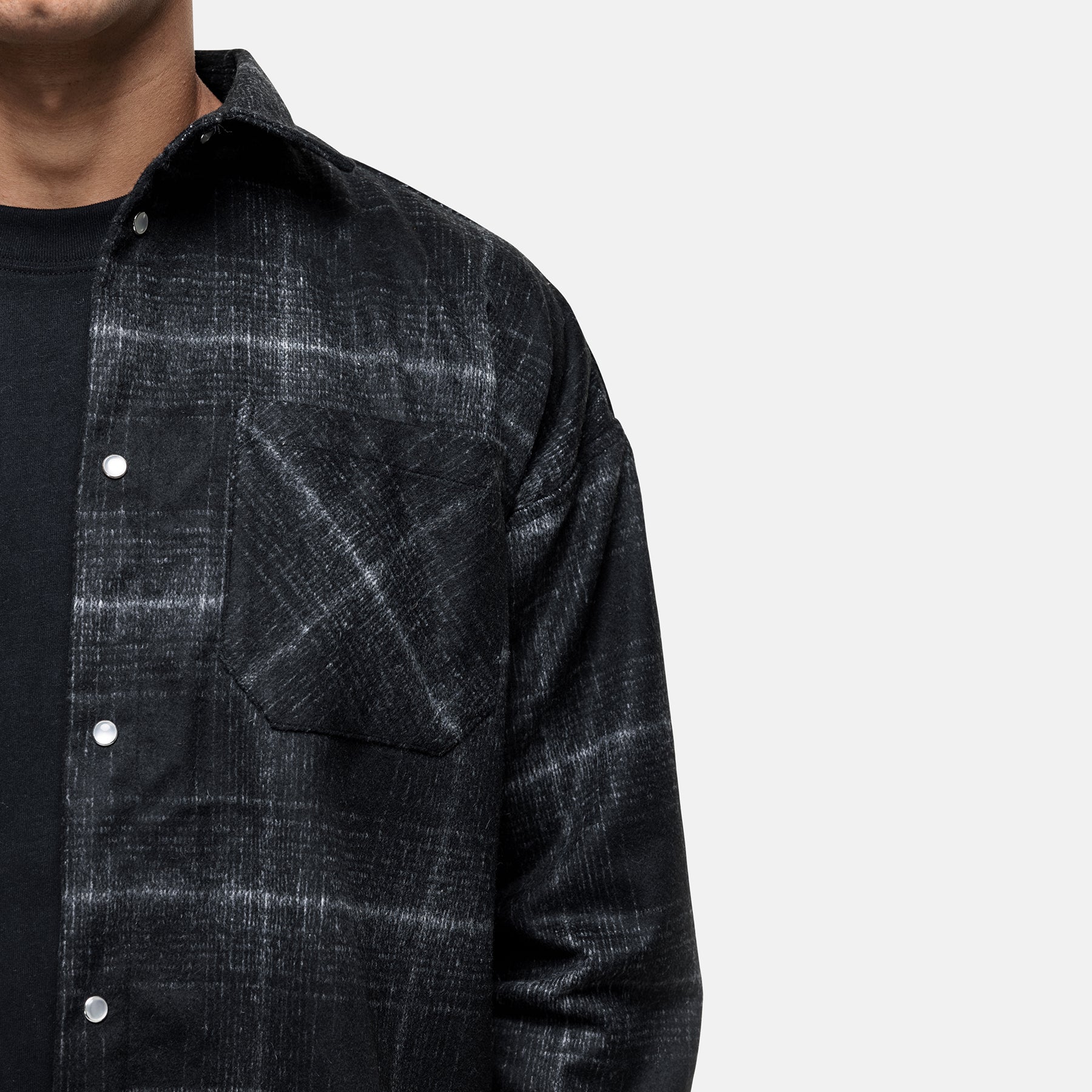 Wool Blend Black Check Overshirt (Final Sale)