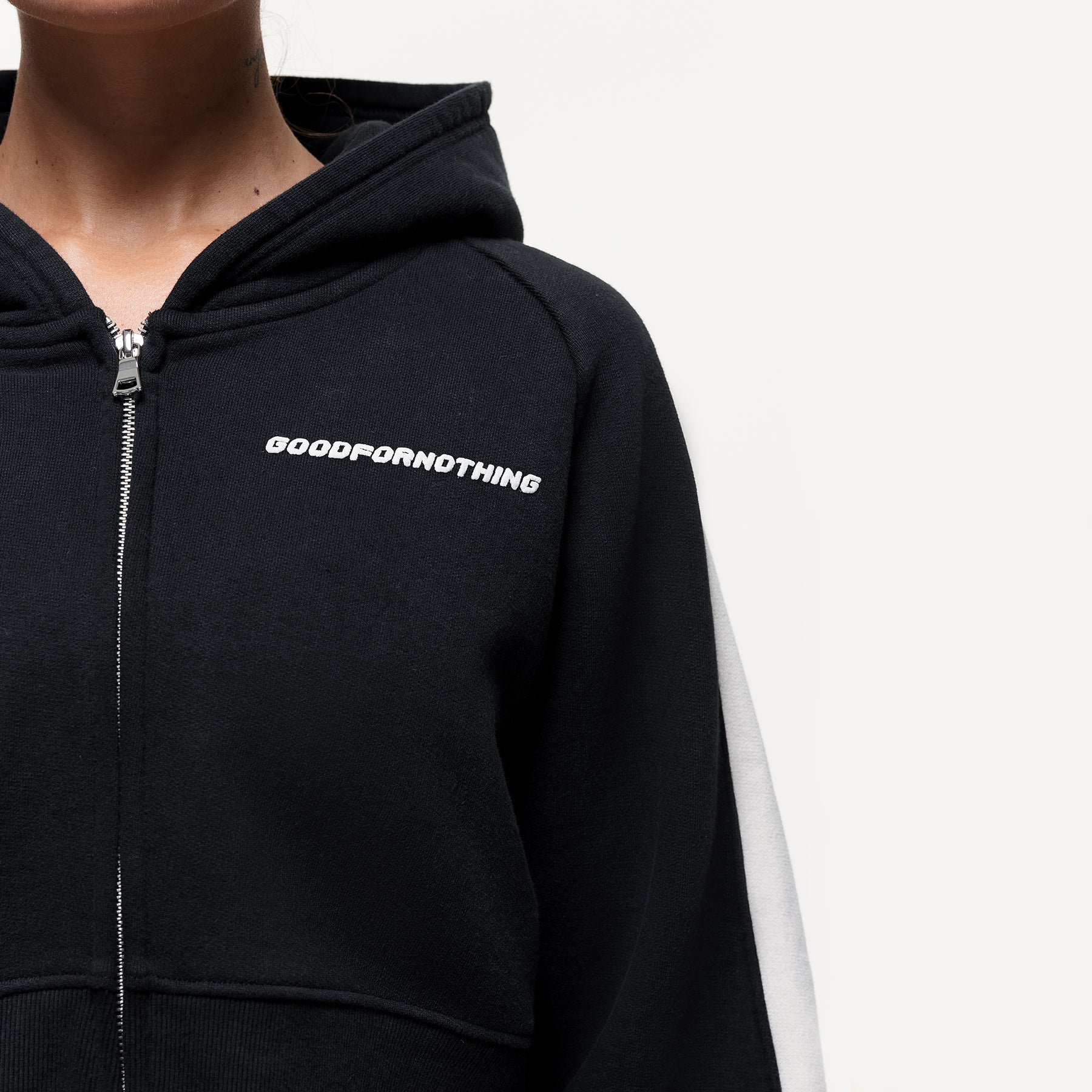 Vintage Track Black Zip Hoodie