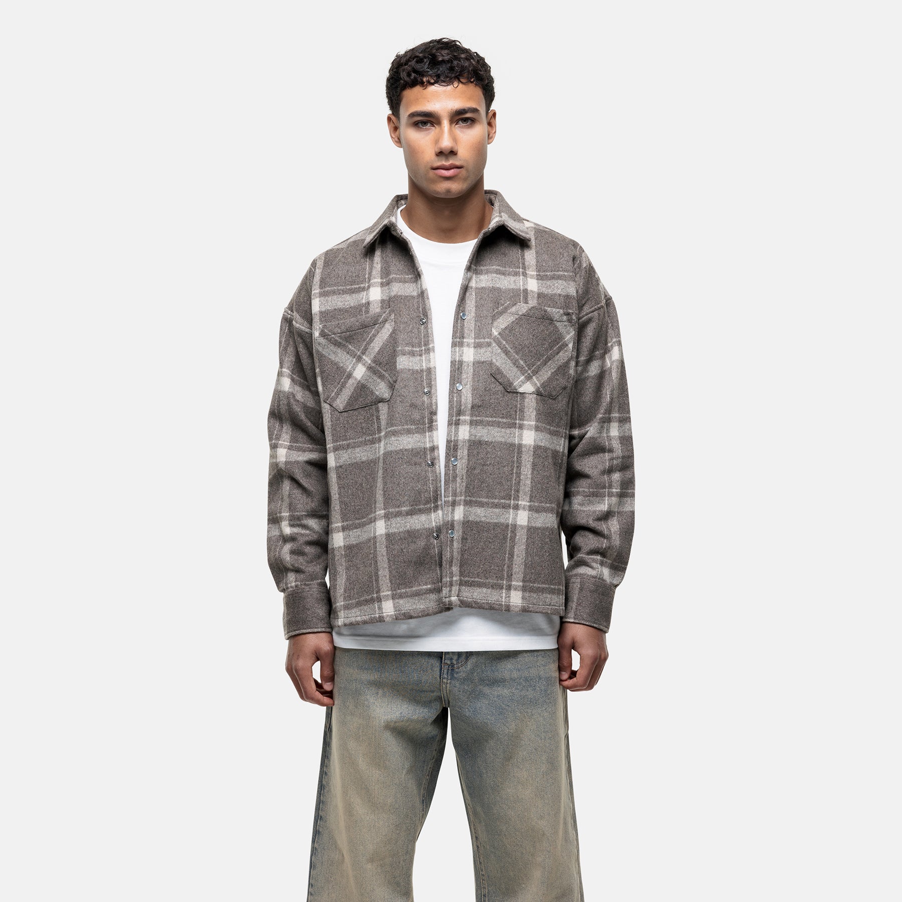 Heavy Wool Oat Check Overshirt (Final Sale)