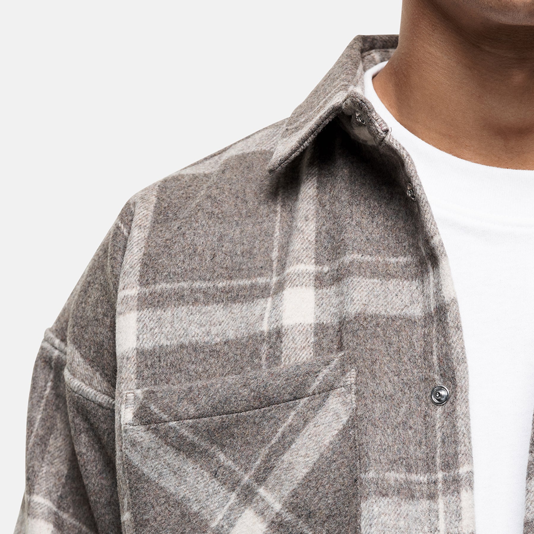 Heavy Wool Oat Check Overshirt (Final Sale)