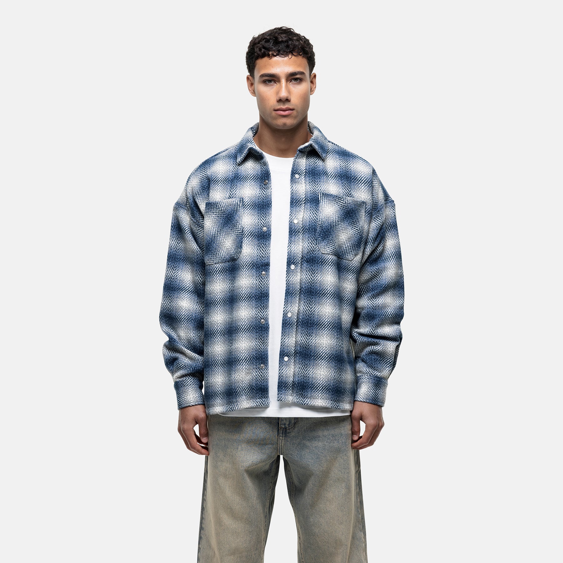 Heavy Ombre Blue Check Overshirt