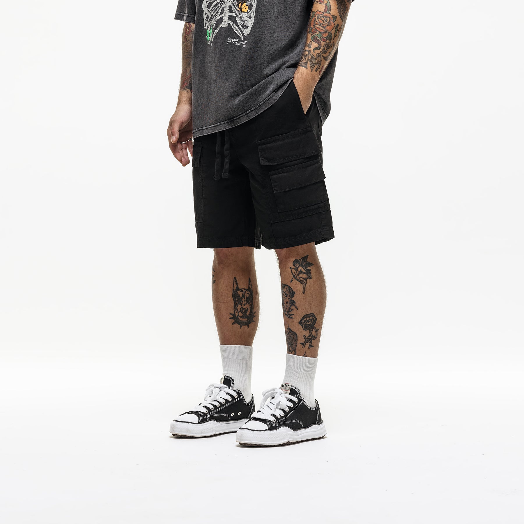 Utility Cargo Black Shorts