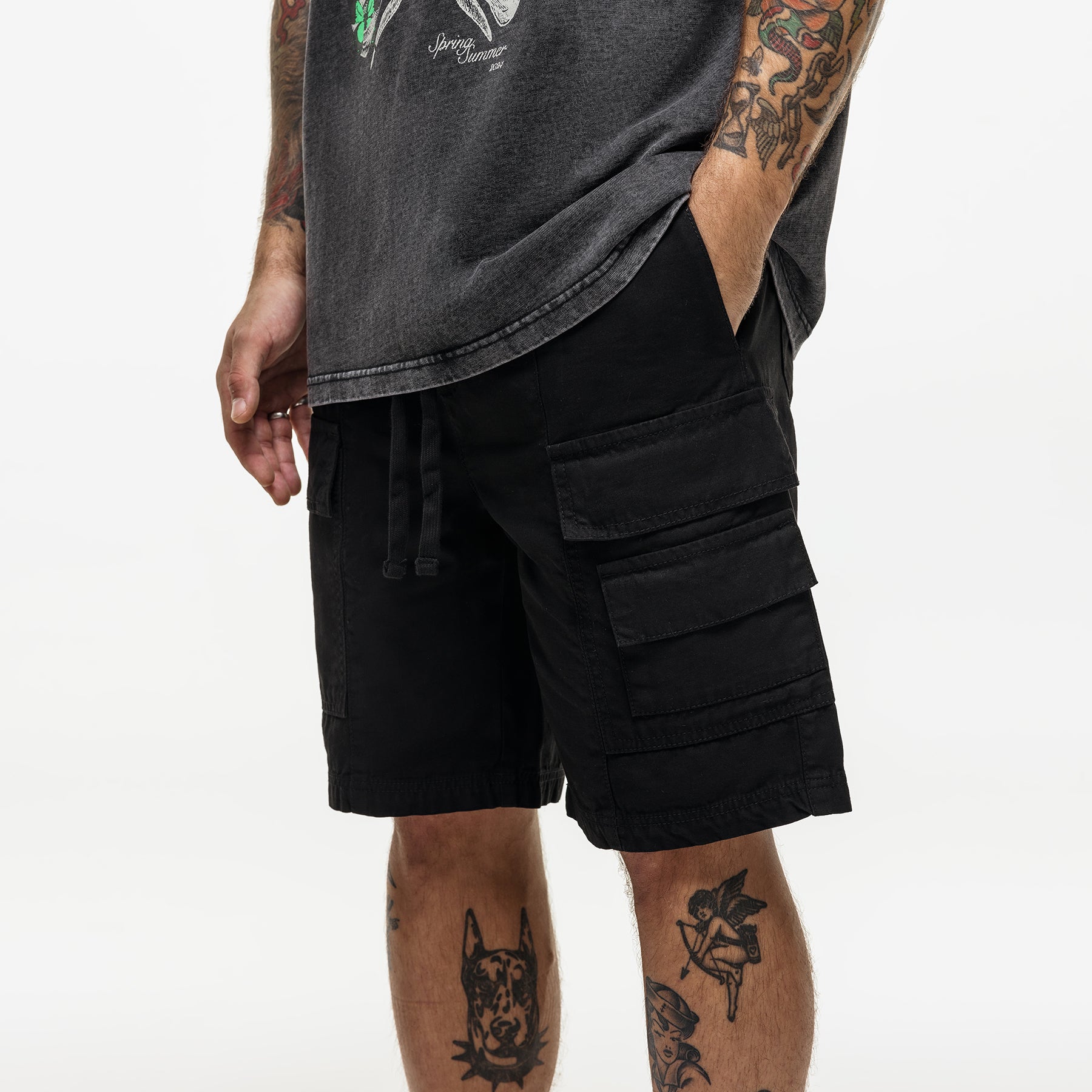 Utility Cargo Black Shorts