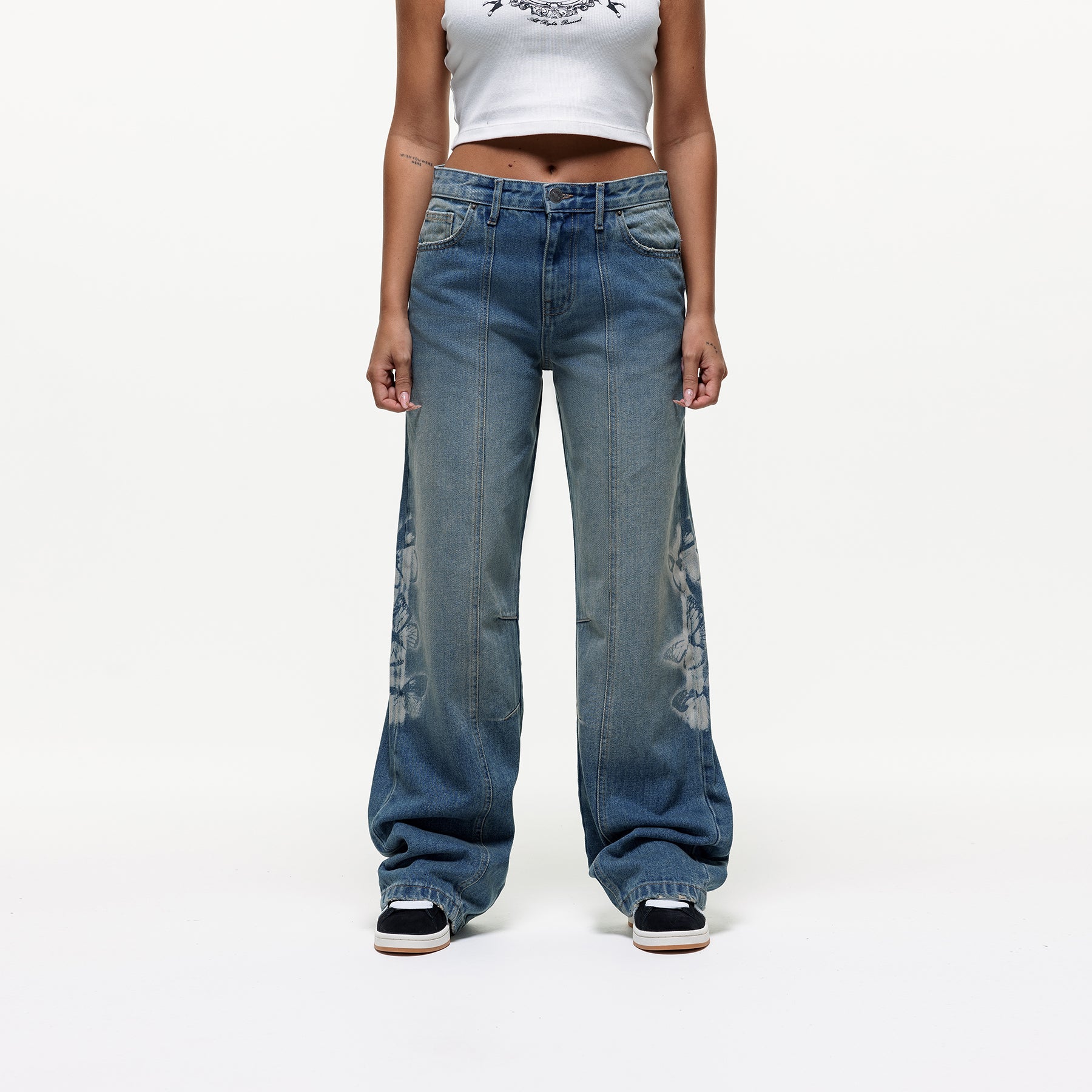 Spray Butterfly Denim  Jeans (Final Sale)