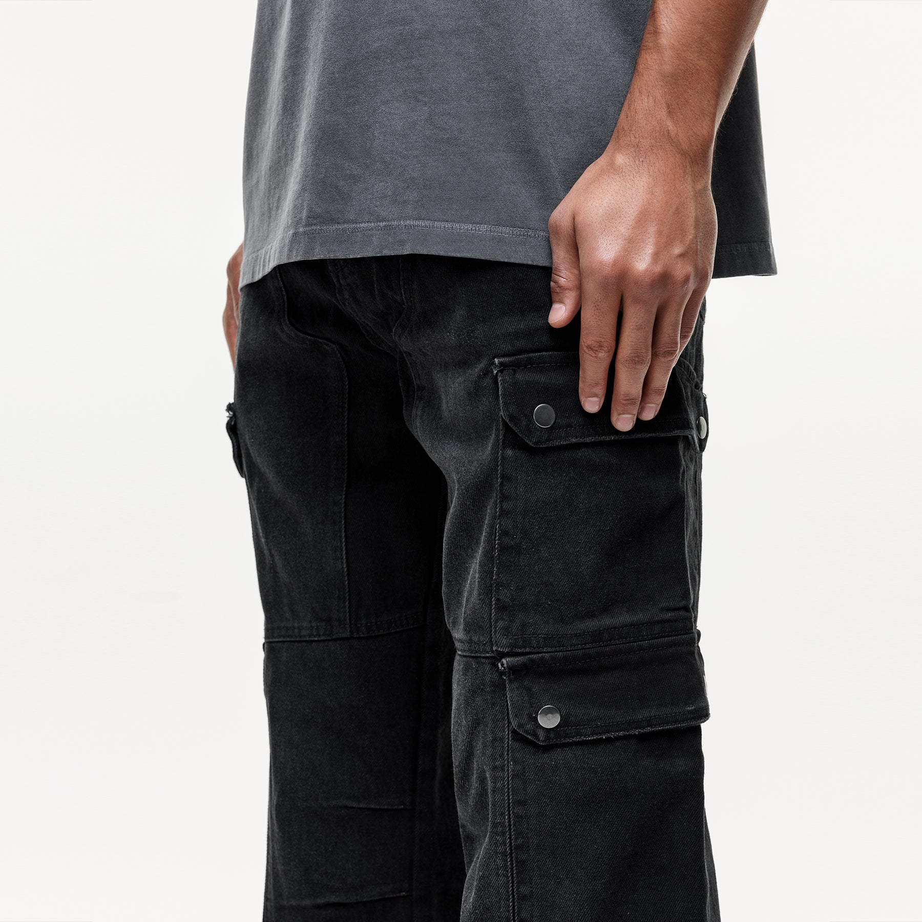 Heavy Duty Washed Black Denim Jeans (Final Sale)