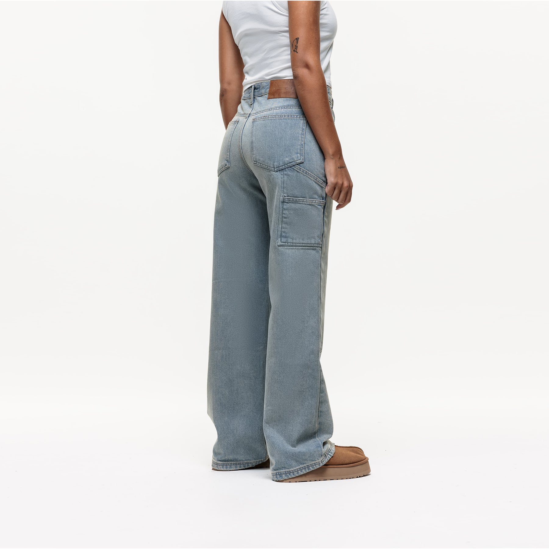 Washed Sand Blue Baggy Denim Jean