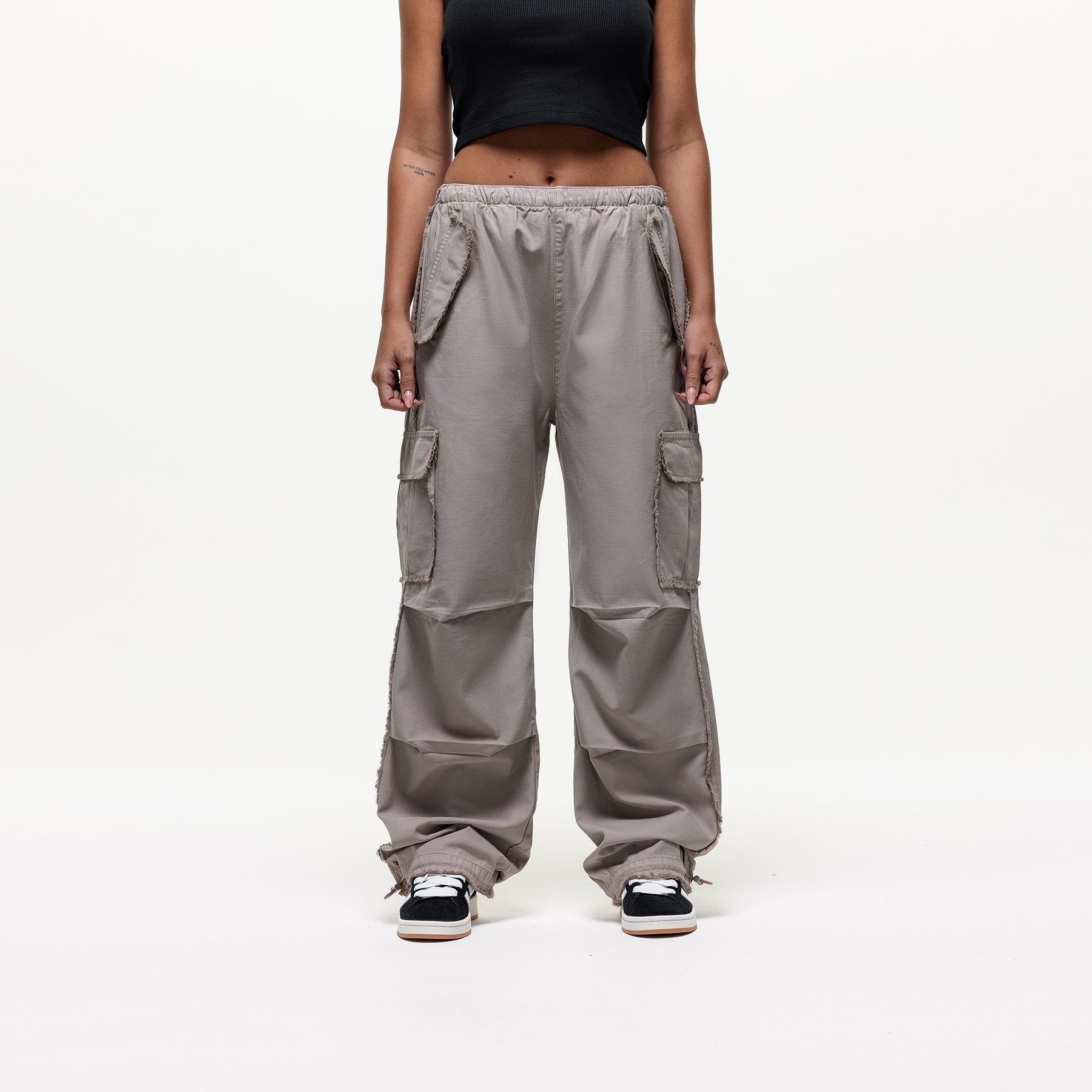 Distressed Taupe Cargo Pants
