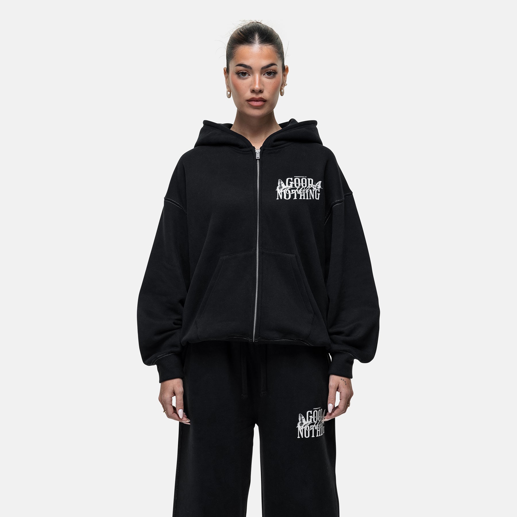 Dakota Butterfly Black Zip Hoodie