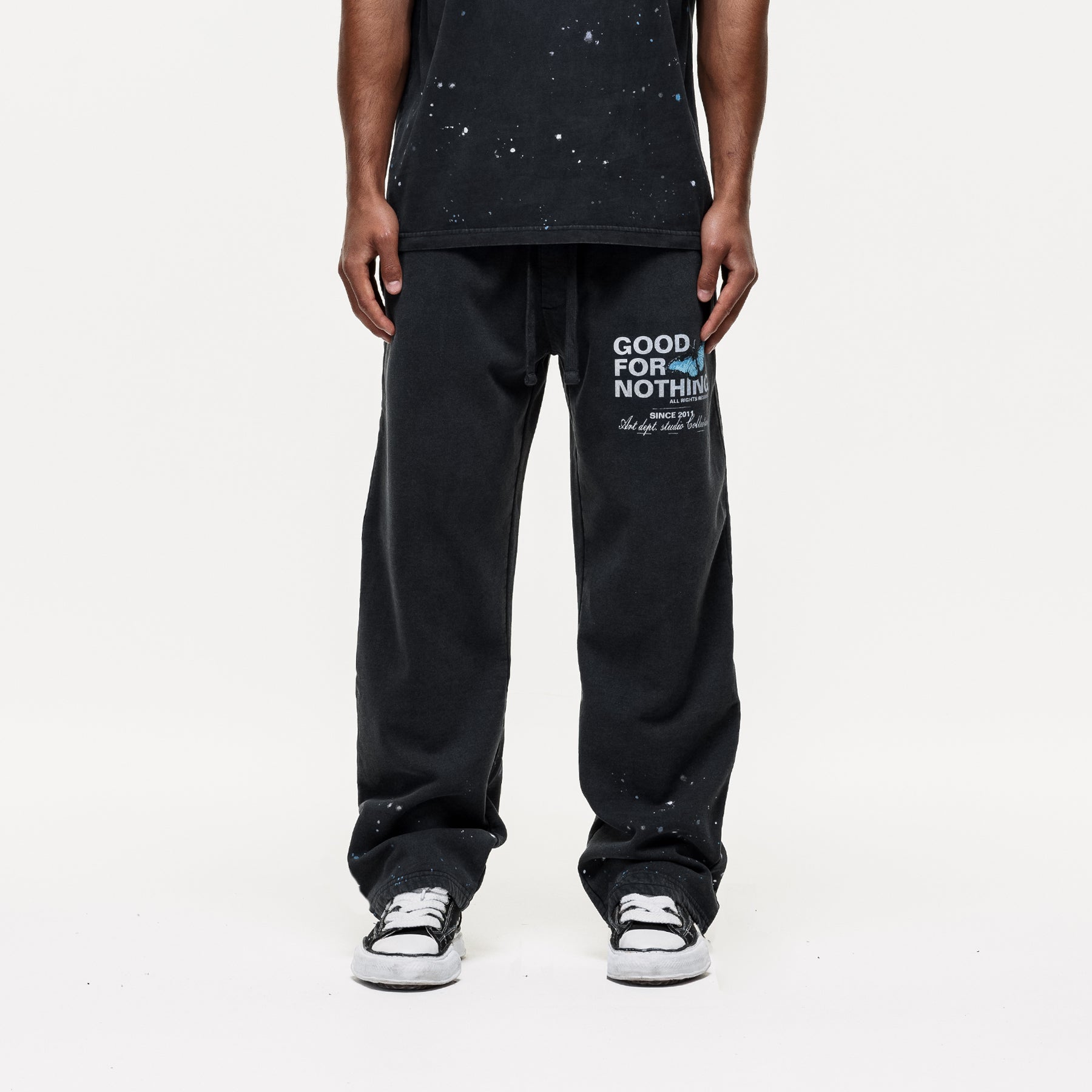 Studio Butterfly Washed Black Sweatpants